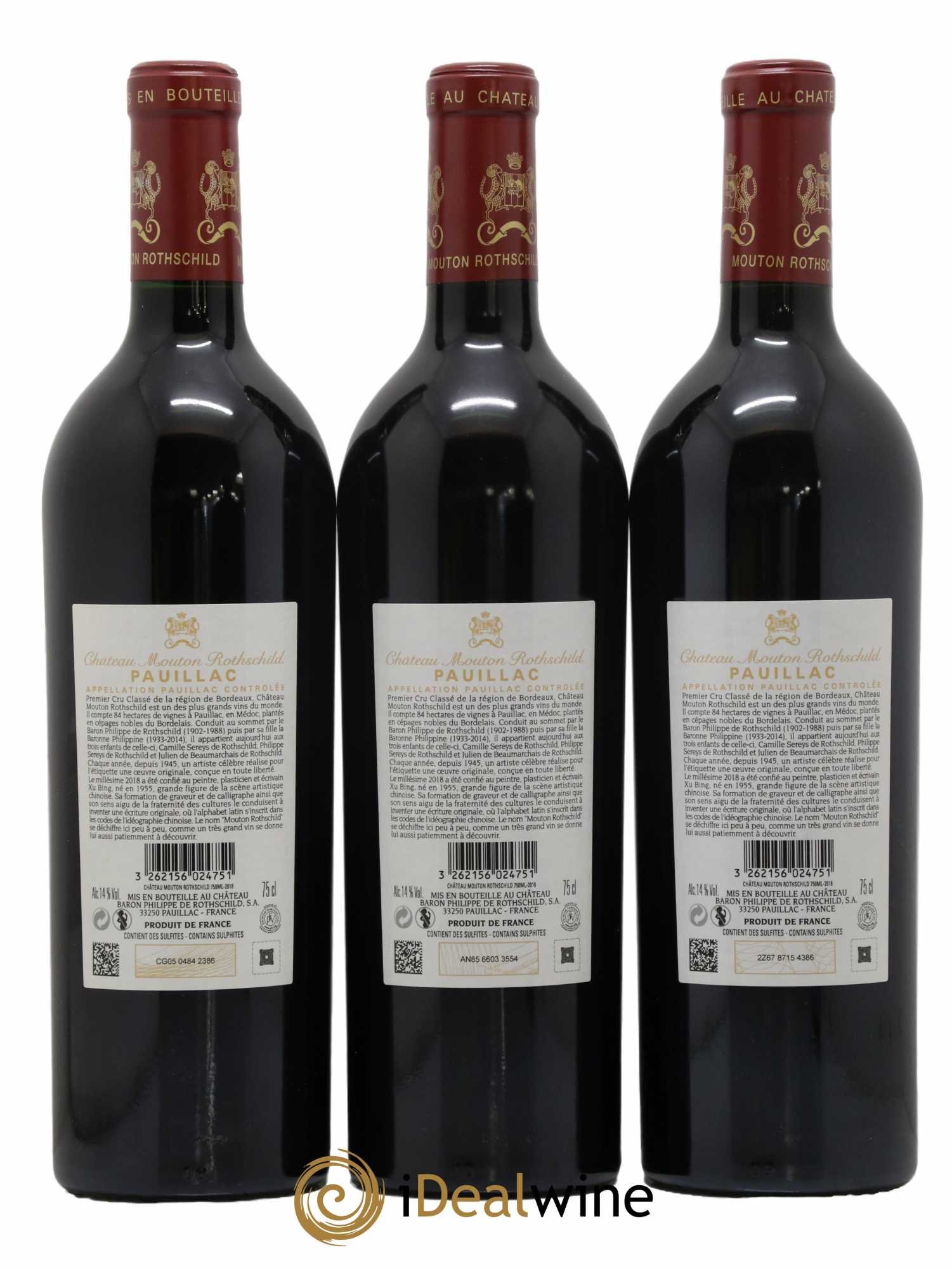 Château Mouton Rothschild 1er Grand Cru Classé 2018 - Lot de 3 bouteilles - 1