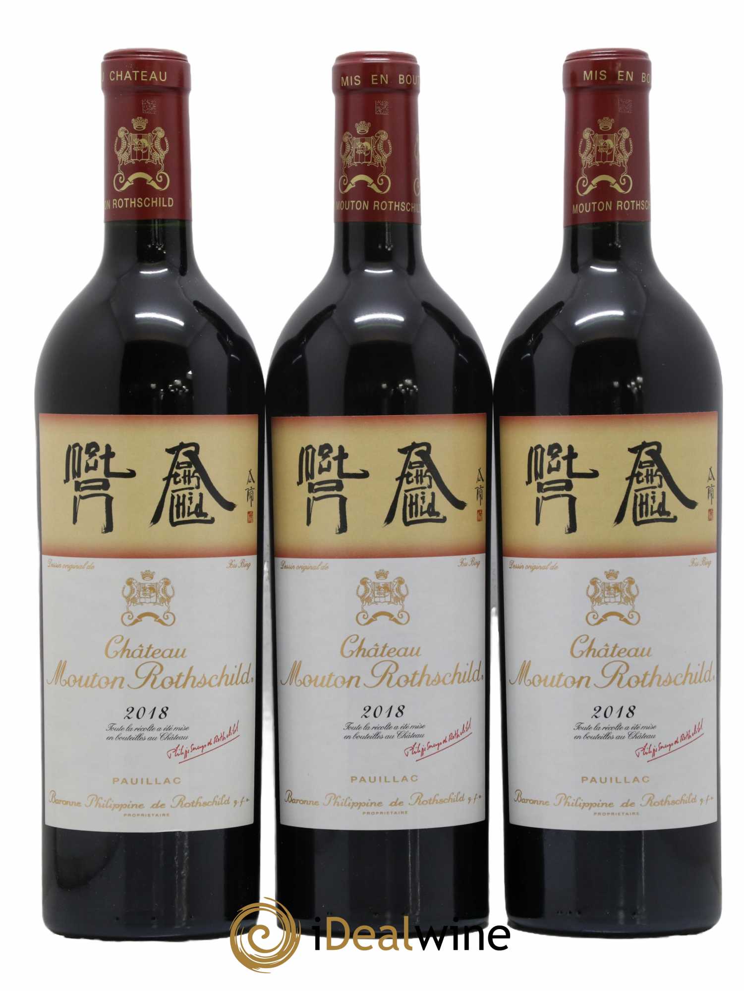 Château Mouton Rothschild 1er Grand Cru Classé 2018 - Lot de 3 bouteilles - 0