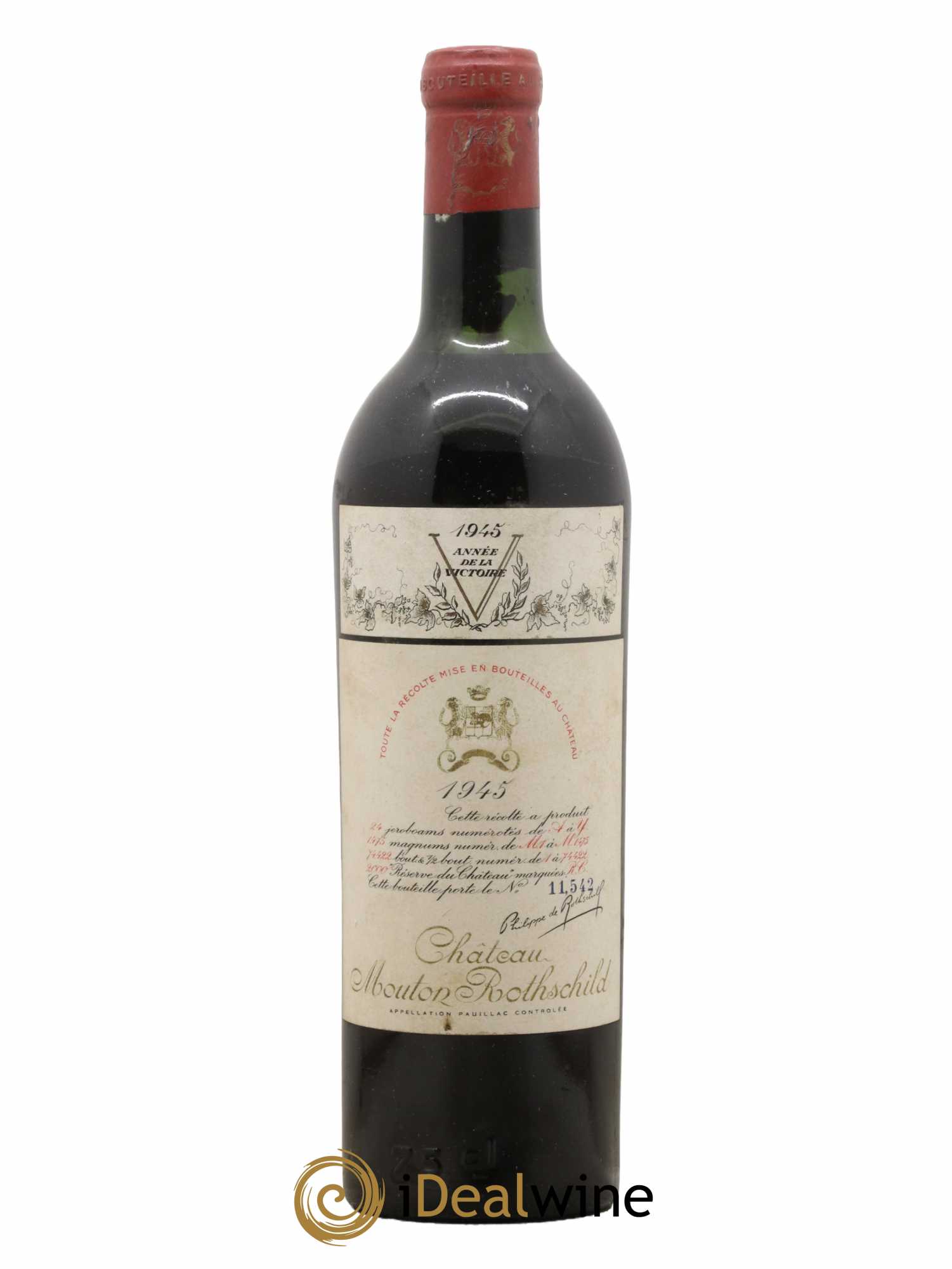Château Mouton Rothschild 1er Grand Cru Classé 1945 - Lot de 1 bouteille - 0