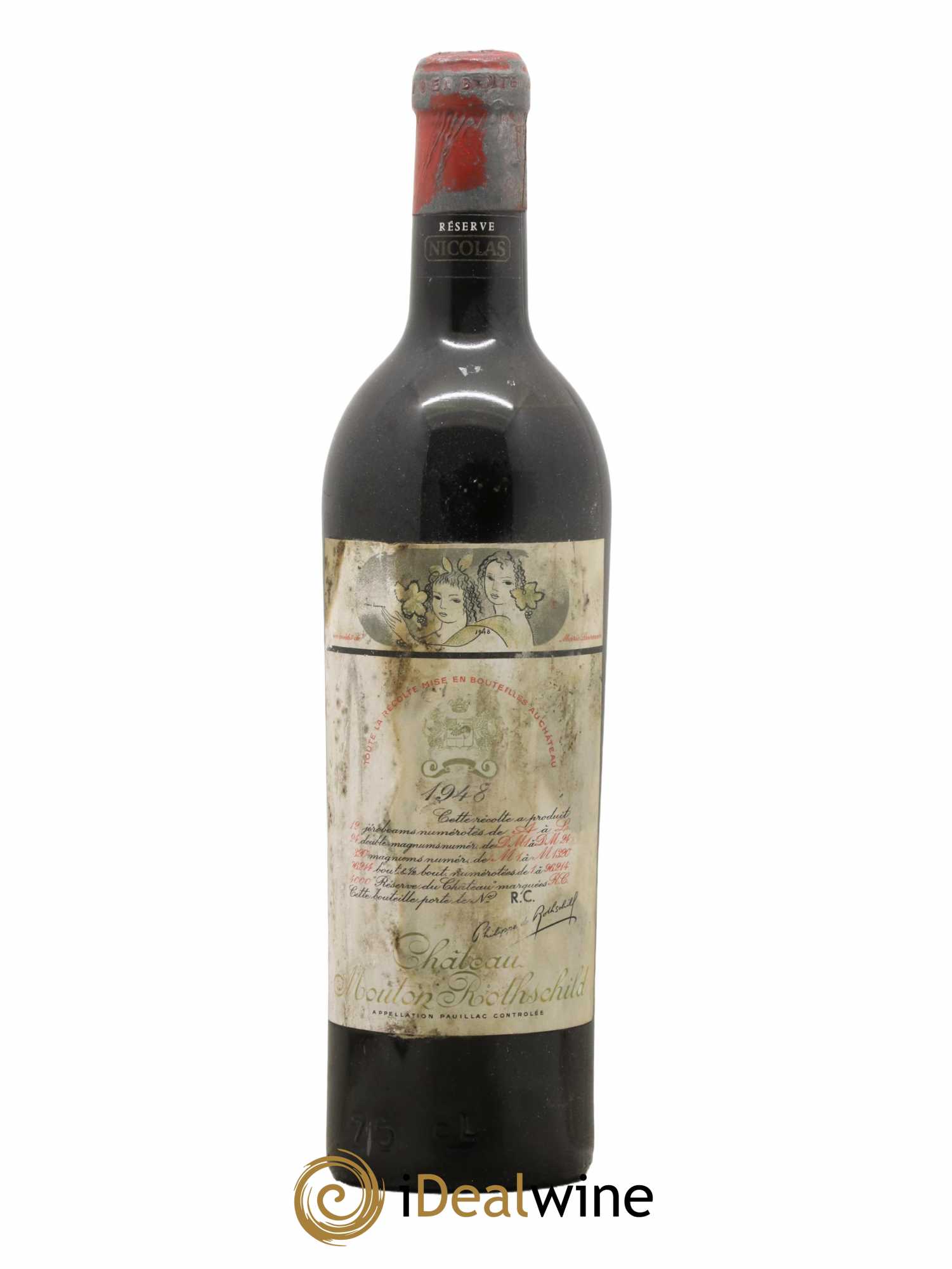 Château Mouton Rothschild 1er Grand Cru Classé 1948 - Lot de 1 bouteille - 0