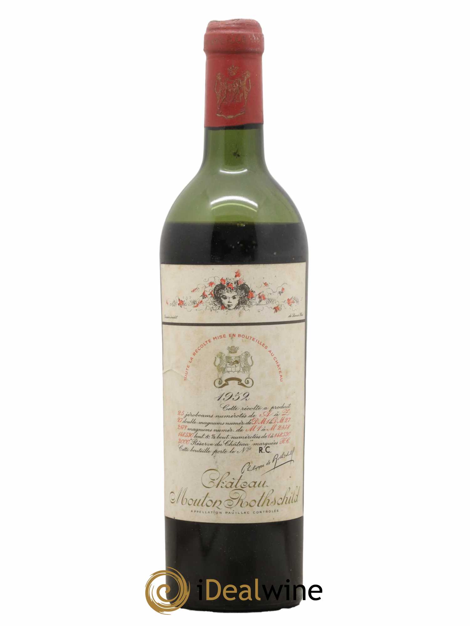 Château Mouton Rothschild 1er Grand Cru Classé 1952 - Lot de 1 bouteille - 0