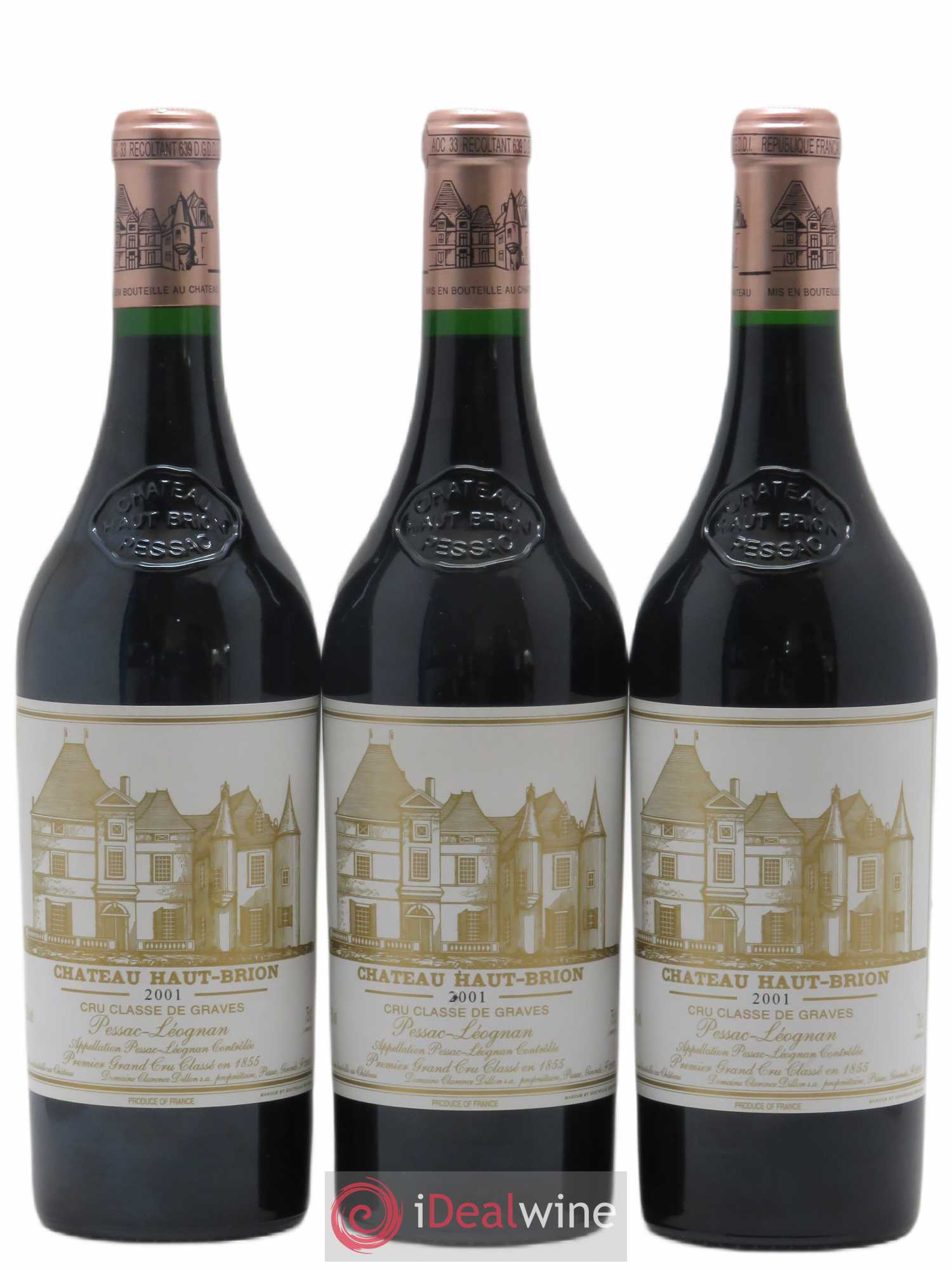 Château Haut Brion 1er Grand Cru Classé 2001 - Lot de 3 bouteilles - 0