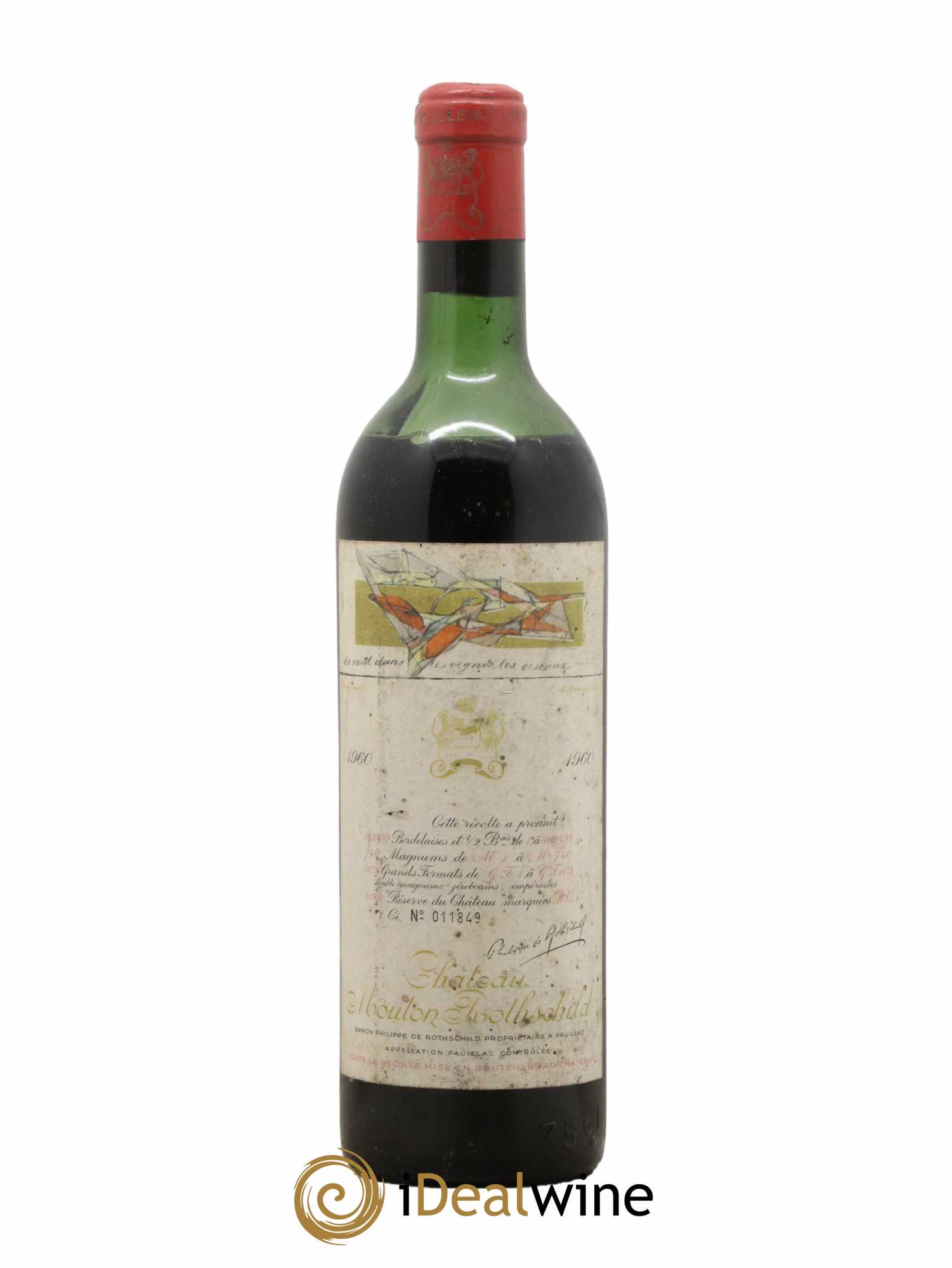 Château Mouton Rothschild 1er Grand Cru Classé 1960 - Lot de 1 bouteille - 0