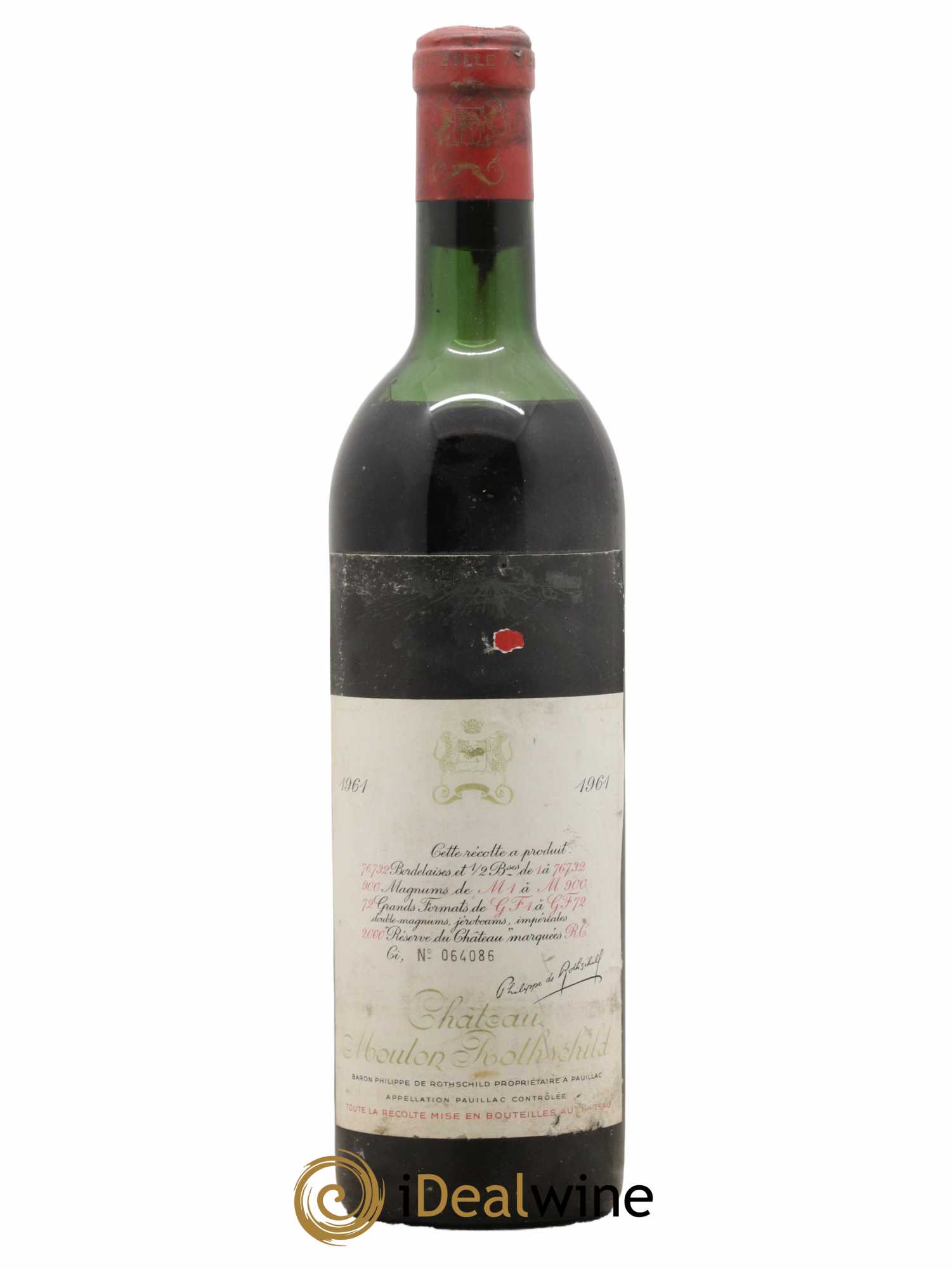 Château Mouton Rothschild 1er Grand Cru Classé 1961 - Lot de 1 bouteille - 0