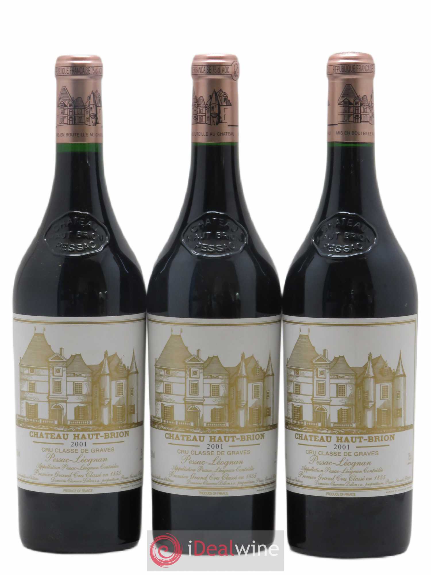 Château Haut Brion 1er Grand Cru Classé 2001 - Lot de 3 bouteilles - 0