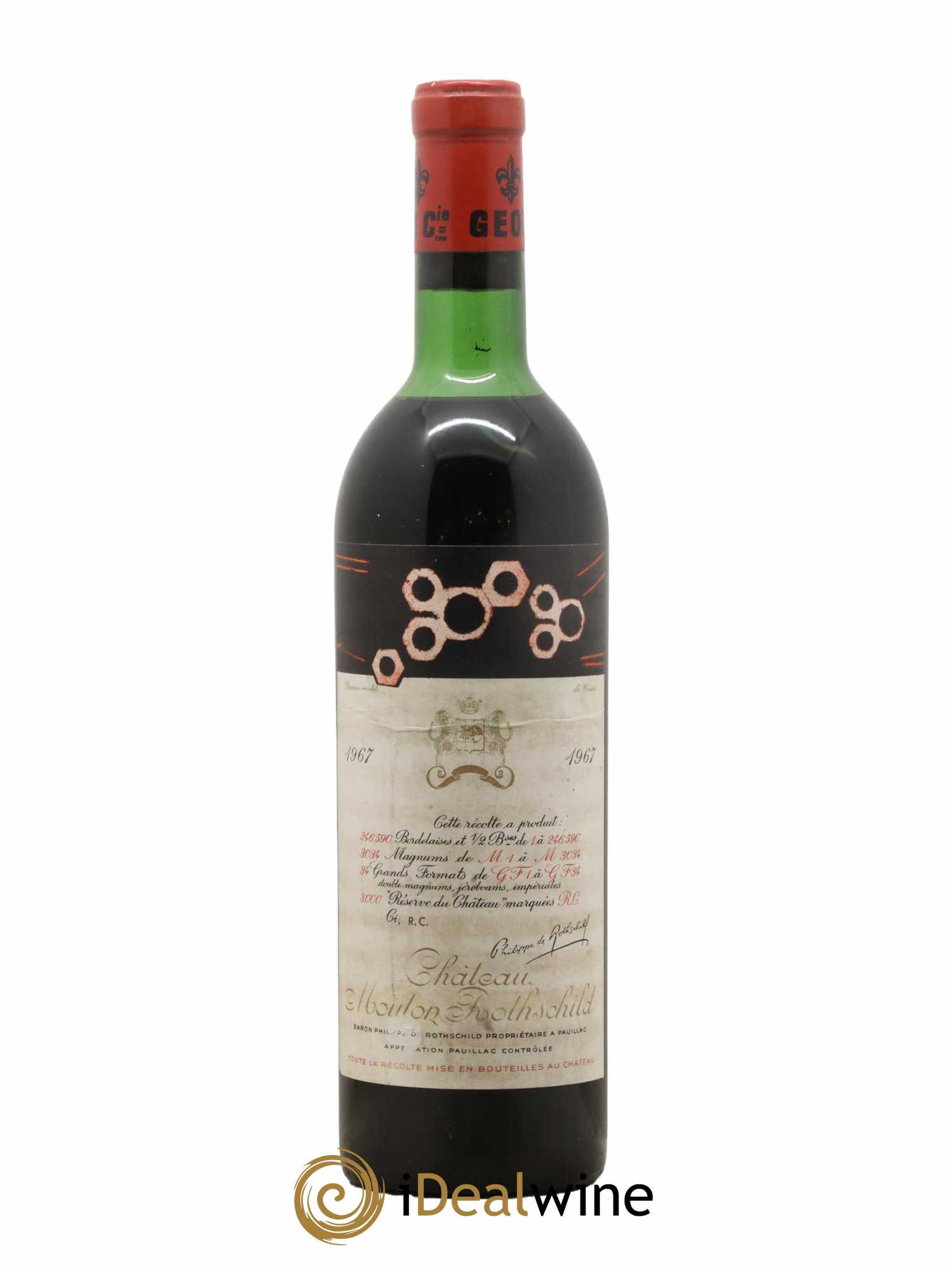 Château Mouton Rothschild 1er Grand Cru Classé 1967 - Lot de 1 bouteille - 0