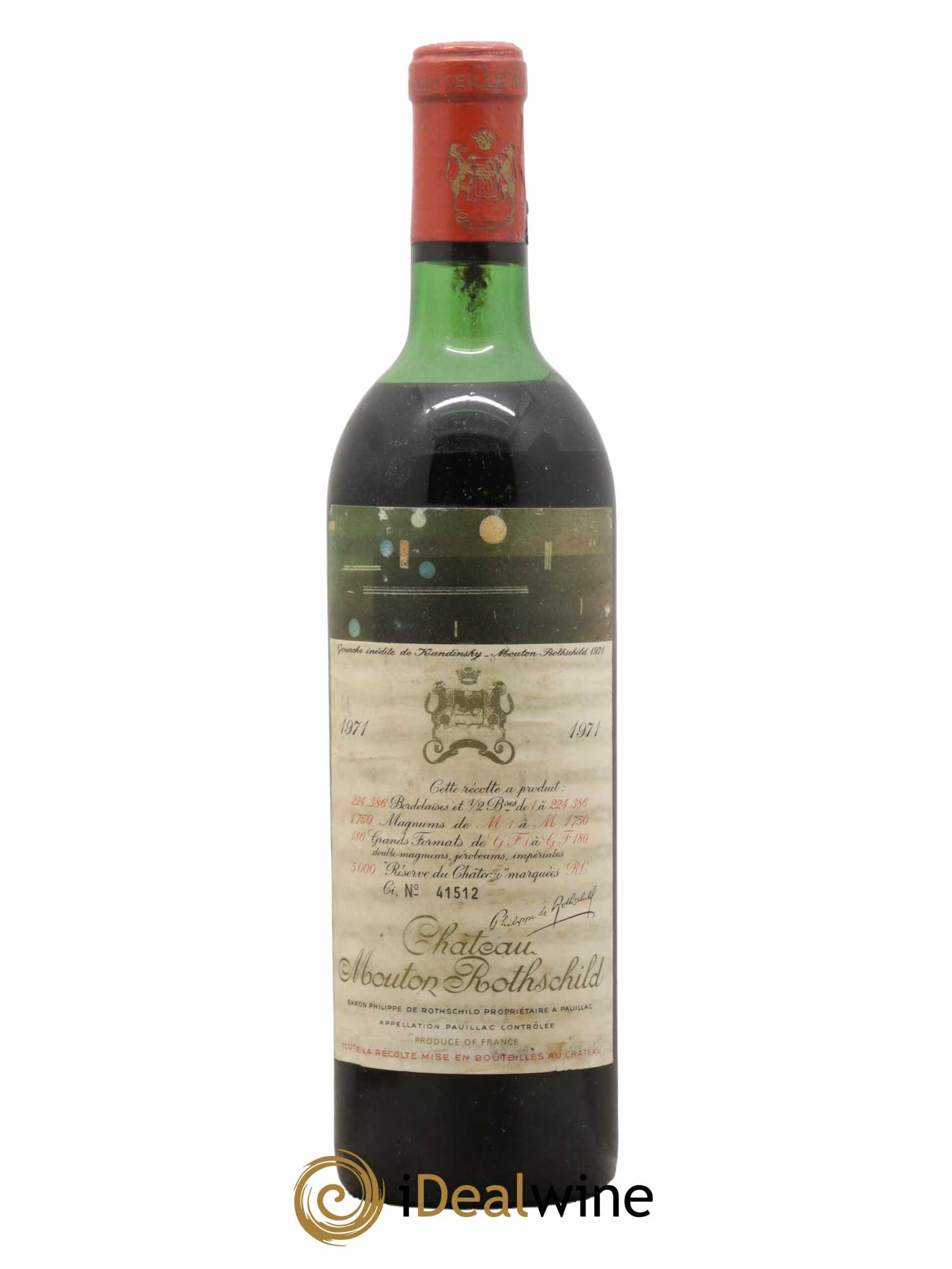 Château Mouton Rothschild 1er Grand Cru Classé 1971 - Lot de 1 bouteille - 0