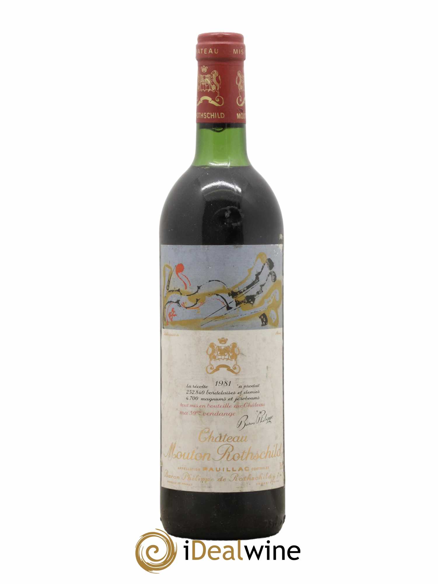 Château Mouton Rothschild 1er Grand Cru Classé 1981 - Lot de 1 bouteille - 0