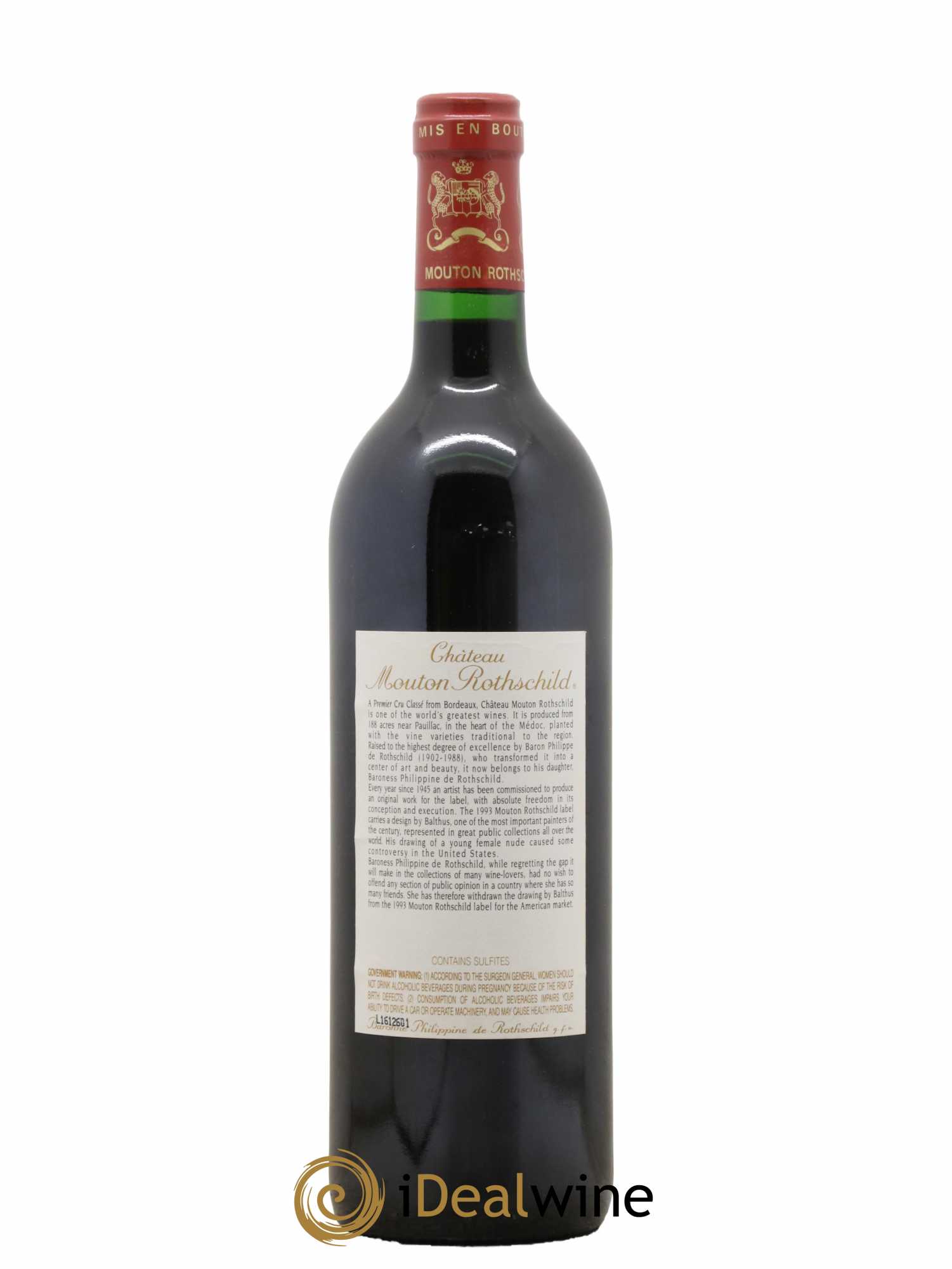 Château Mouton Rothschild 1er Grand Cru Classé 1993 - Lot de 1 bouteille - 1
