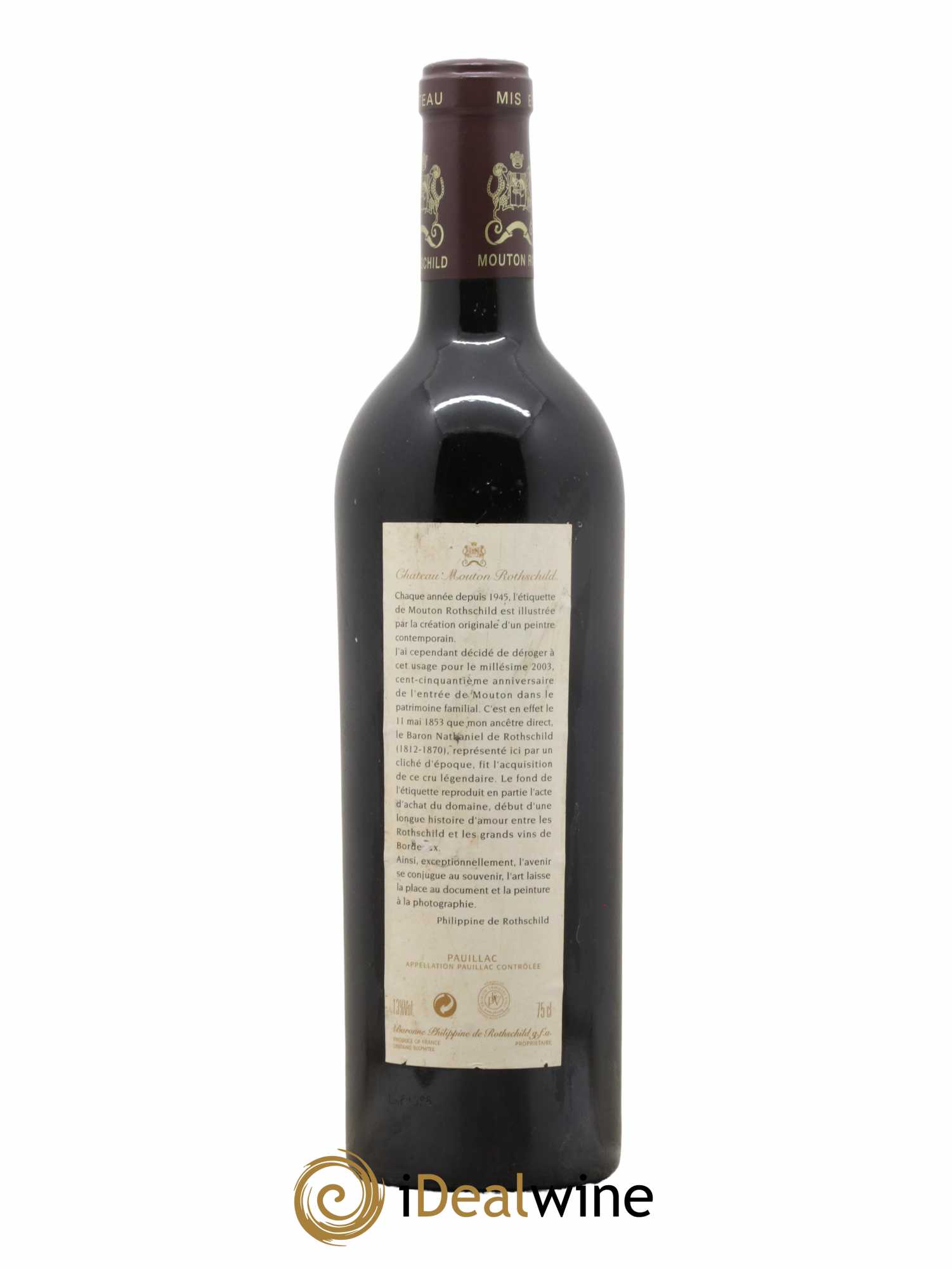 Château Mouton Rothschild 1er Grand Cru Classé 2003 - Lot de 1 bouteille - 1