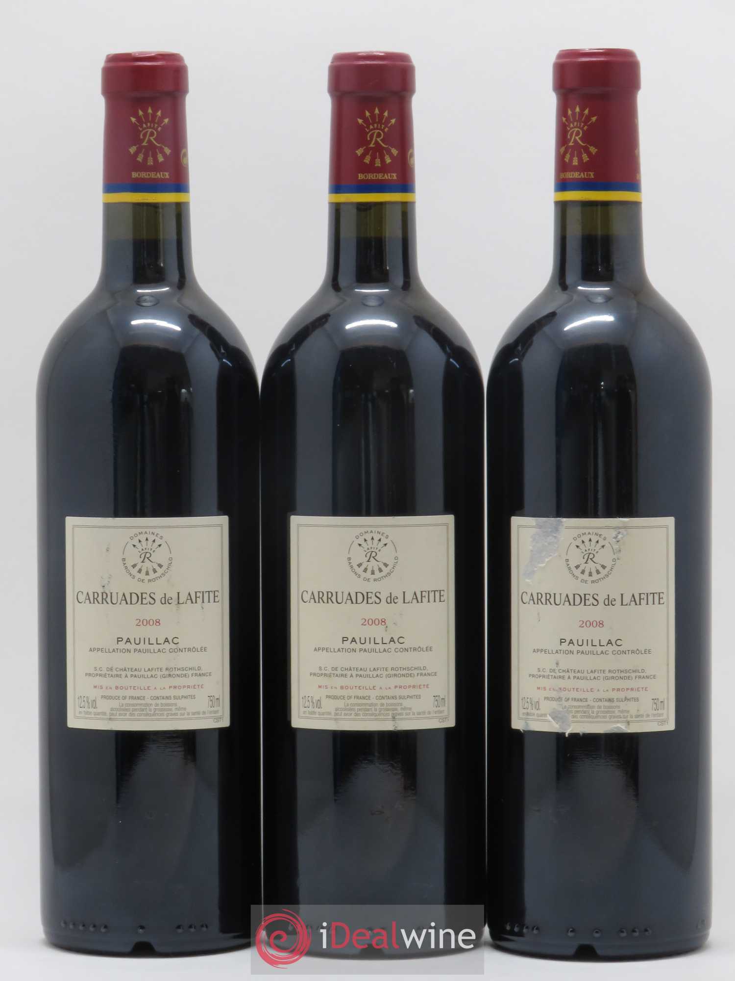 Carruades de Lafite Rothschild Second Vin 2008 - Lot de 3 bouteilles - 1