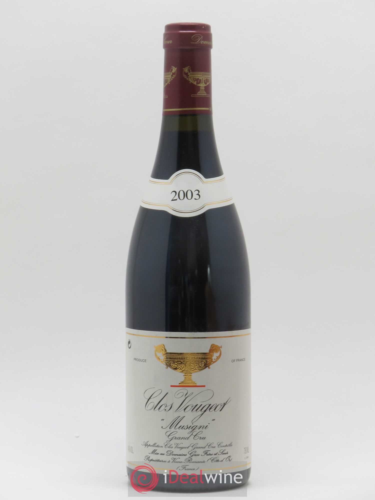 Clos de Vougeot Grand Cru Musigni Gros Frère & Soeur 2003 - Lot de 1 bouteille - 0