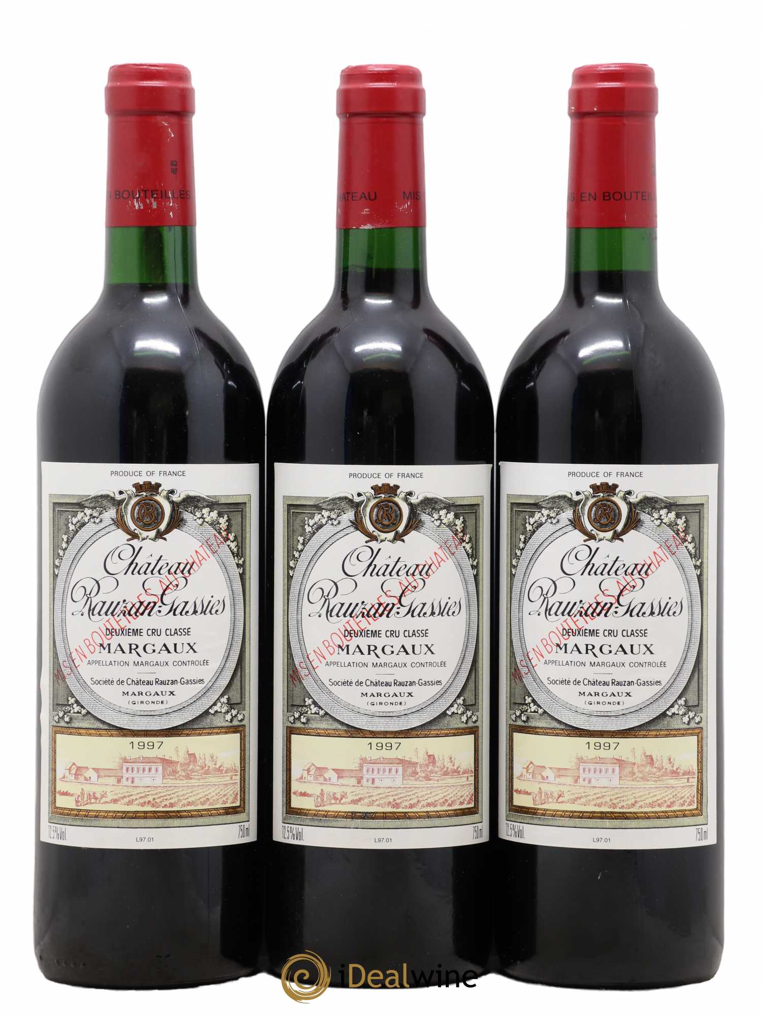 Château Rauzan-Gassies 2ème Grand Cru Classé 1997 - Lot de 3 bouteilles - 0
