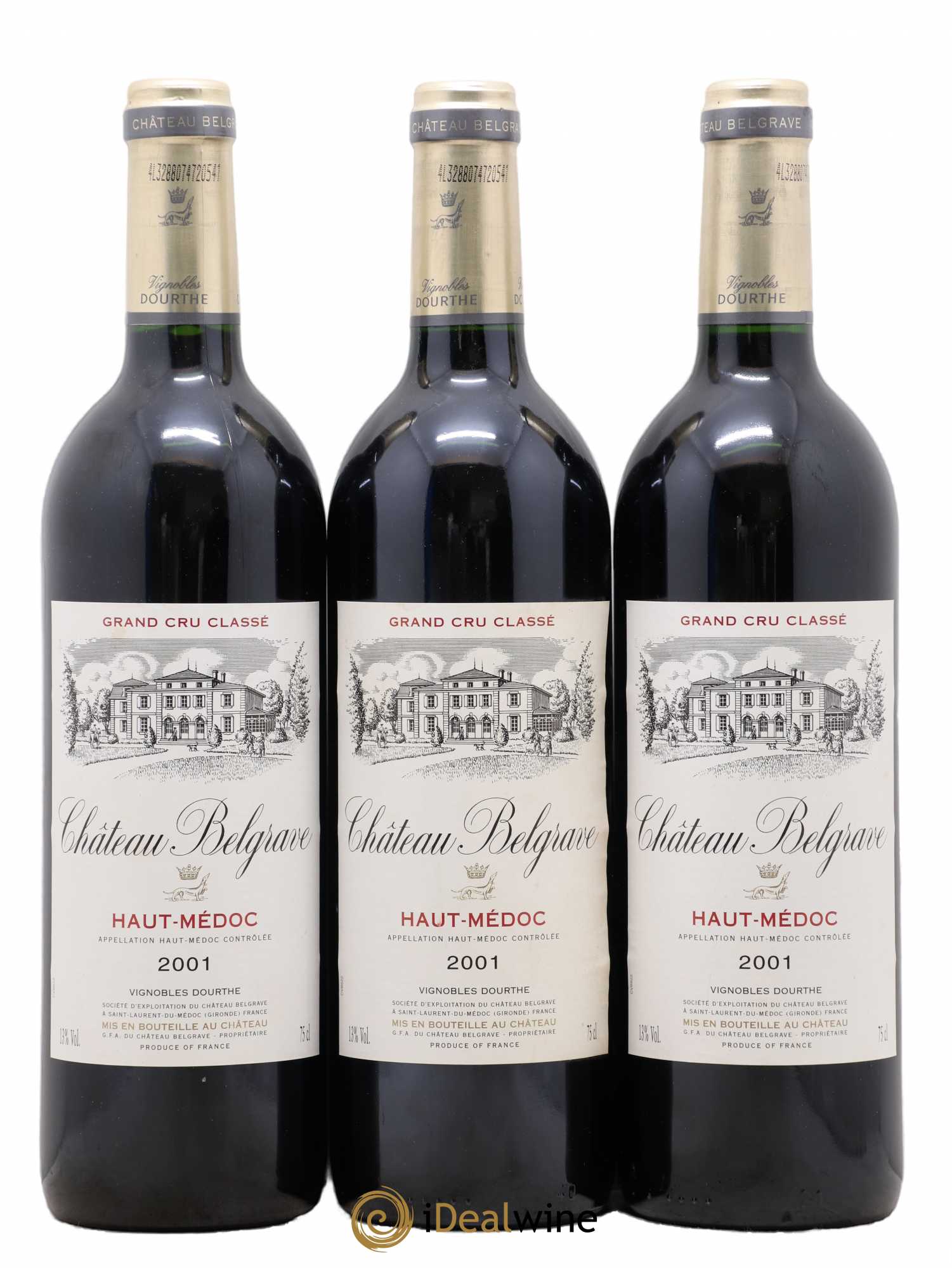 Château Belgrave 5ème Grand Cru Classé 2001 - Lot de 3 bouteilles - 0