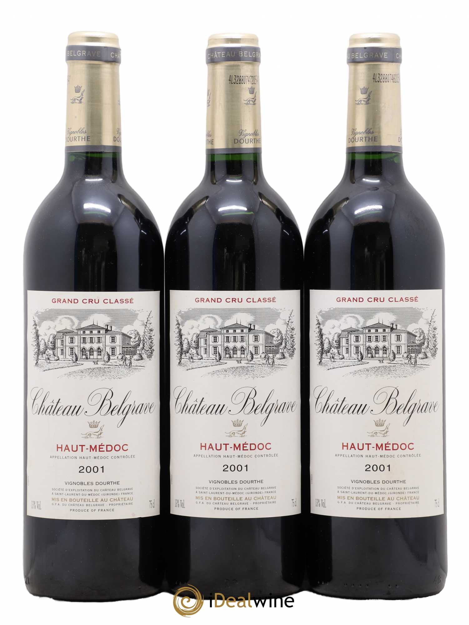 Château Belgrave 5ème Grand Cru Classé 2001 - Lot de 3 bouteilles - 0