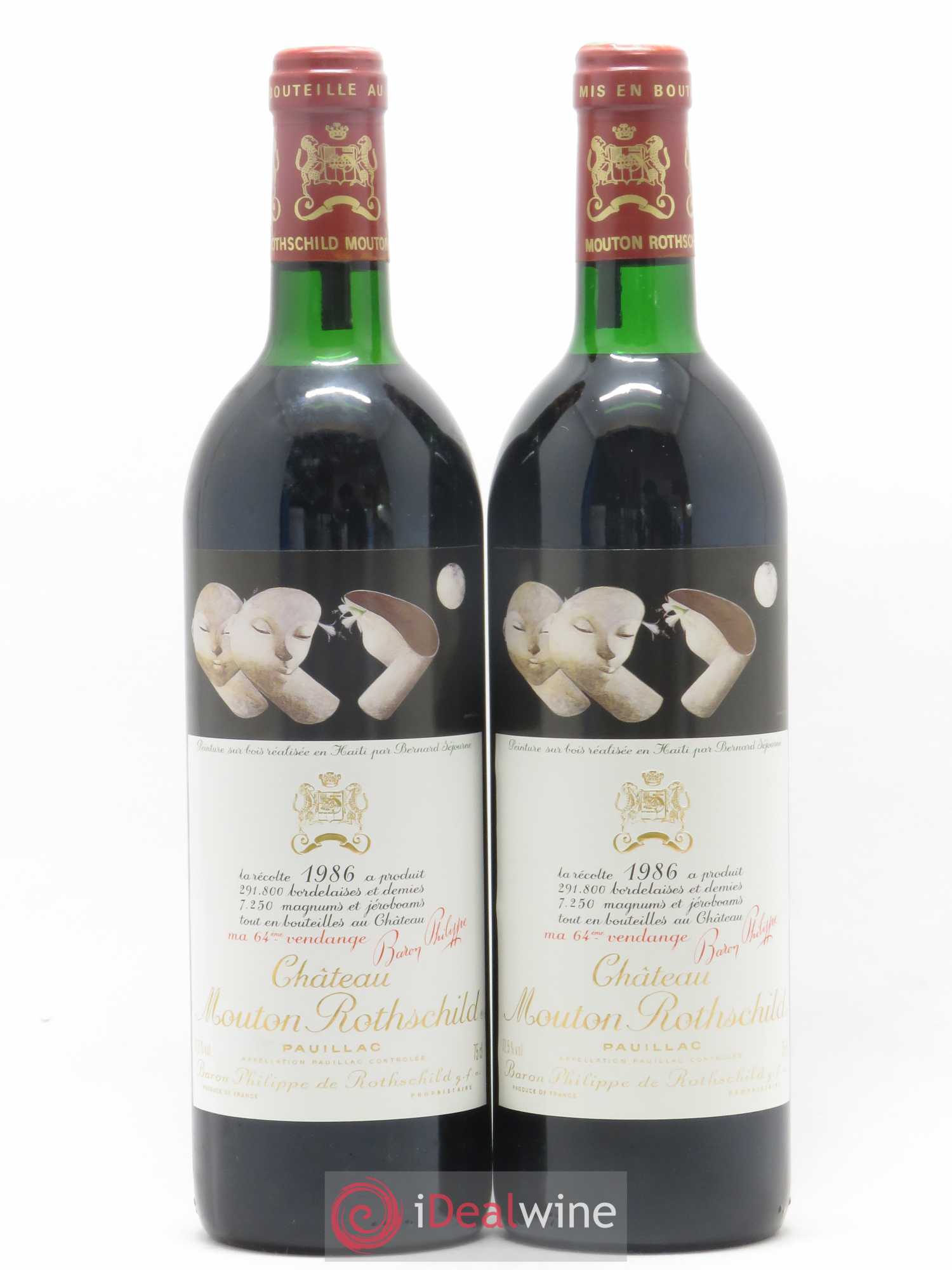 Château Mouton Rothschild 1er Grand Cru Classé 1986 - Lot de 2 bouteilles - 0