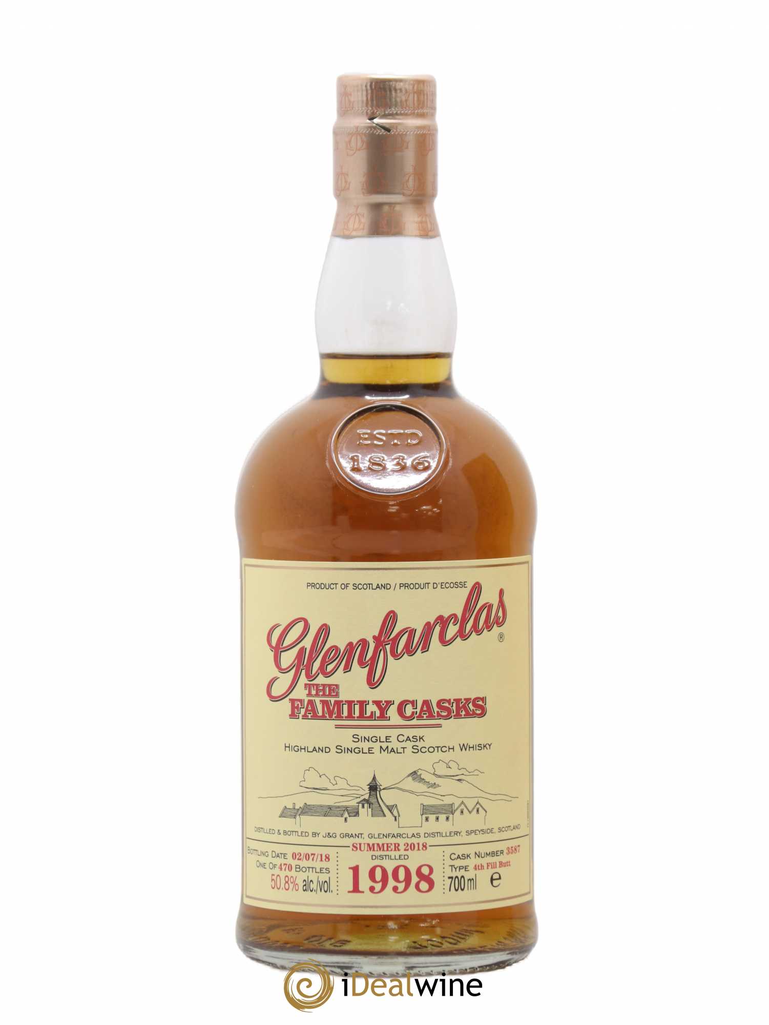 Whisky Glenfarclas Family Cask one of 470 cask 3587 bottled in 2018 1998 - Posten von 1 Flasche - 1