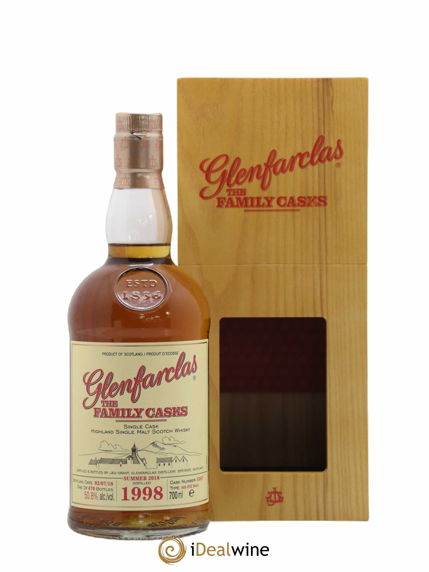 Whisky Glenfarclas Family Cask one of 470 cask 3587 bottled in 2018 1998 - Posten von 1 Flasche - 0
