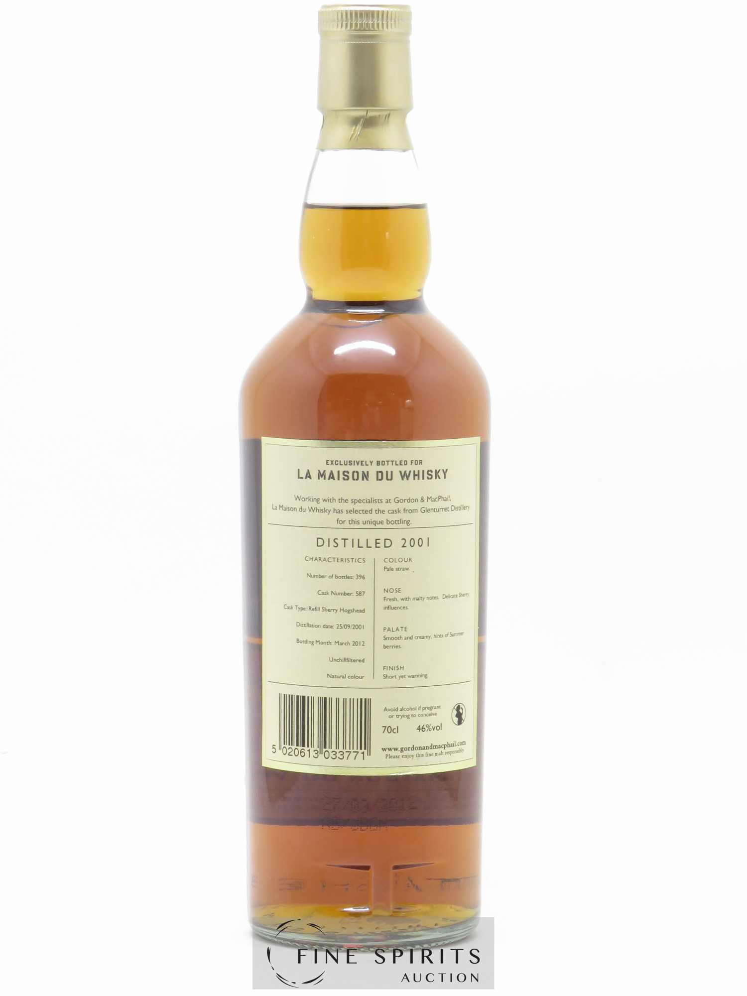 Glenturret 2001 Gordon & MacPhail Reserve Cask n°587 - One of 396 - bottled 2012 LMDW - Lot de 1 bouteille - 2