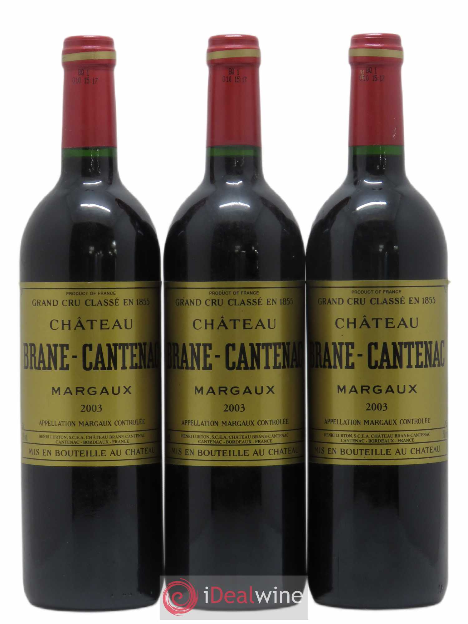 Château Brane Cantenac 2ème Grand Cru Classé 2003 - Lot de 3 bouteilles - 0