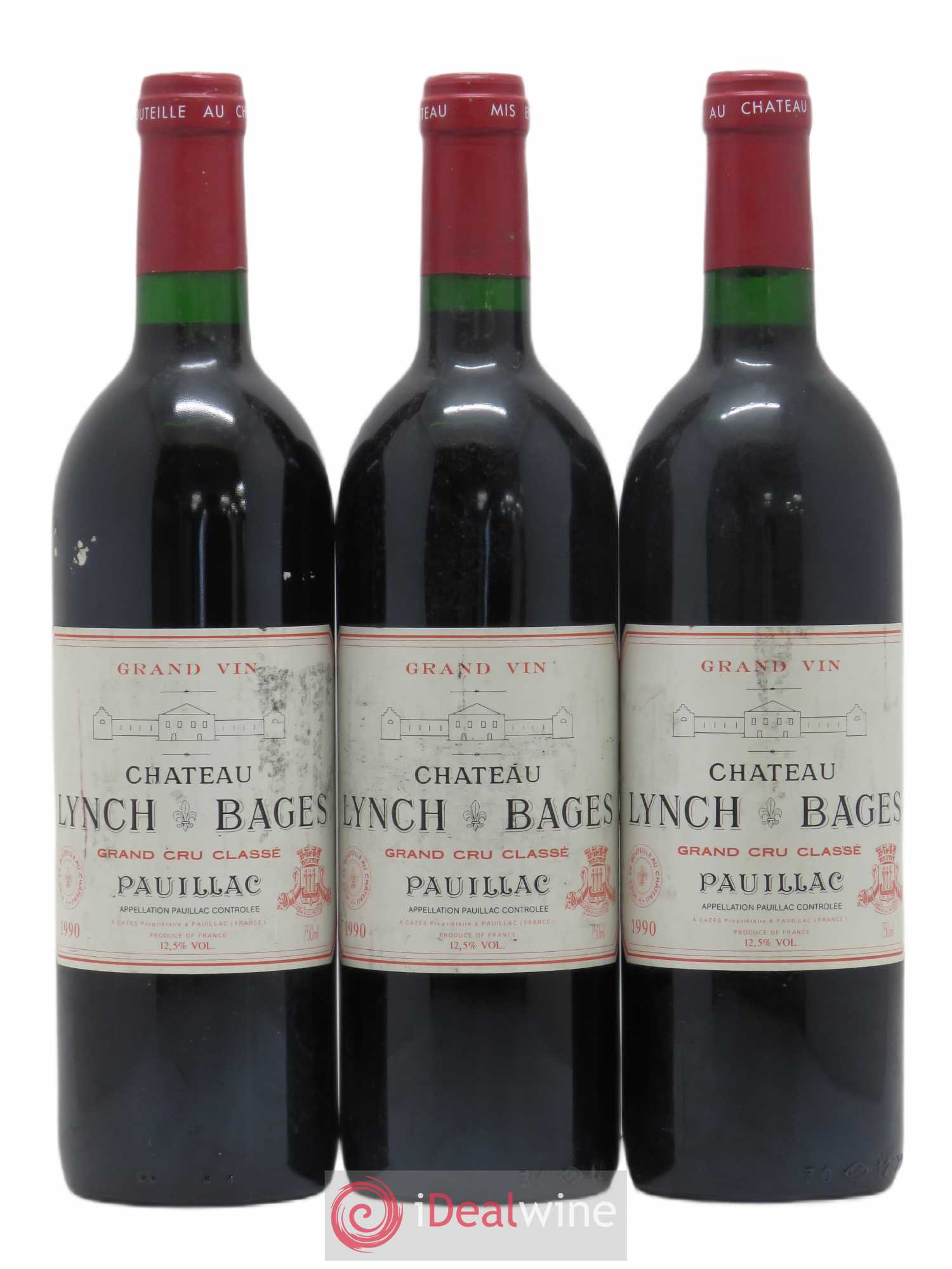 Château Lynch Bages 5ème Grand Cru Classé 1990 - Lot de 3 bouteilles - 0