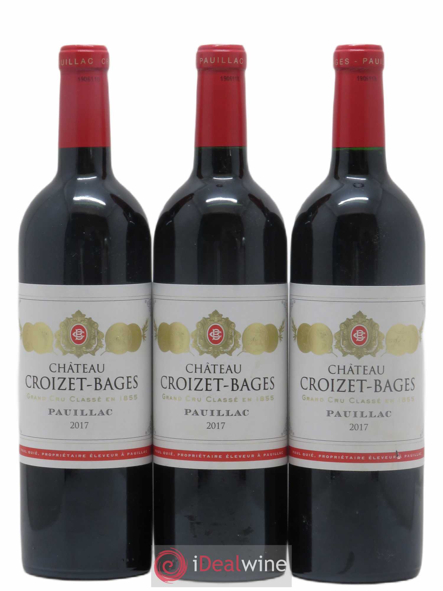 Château Croizet Bages 5ème Grand Cru Classé 2017 - Lot de 3 bouteilles - 0