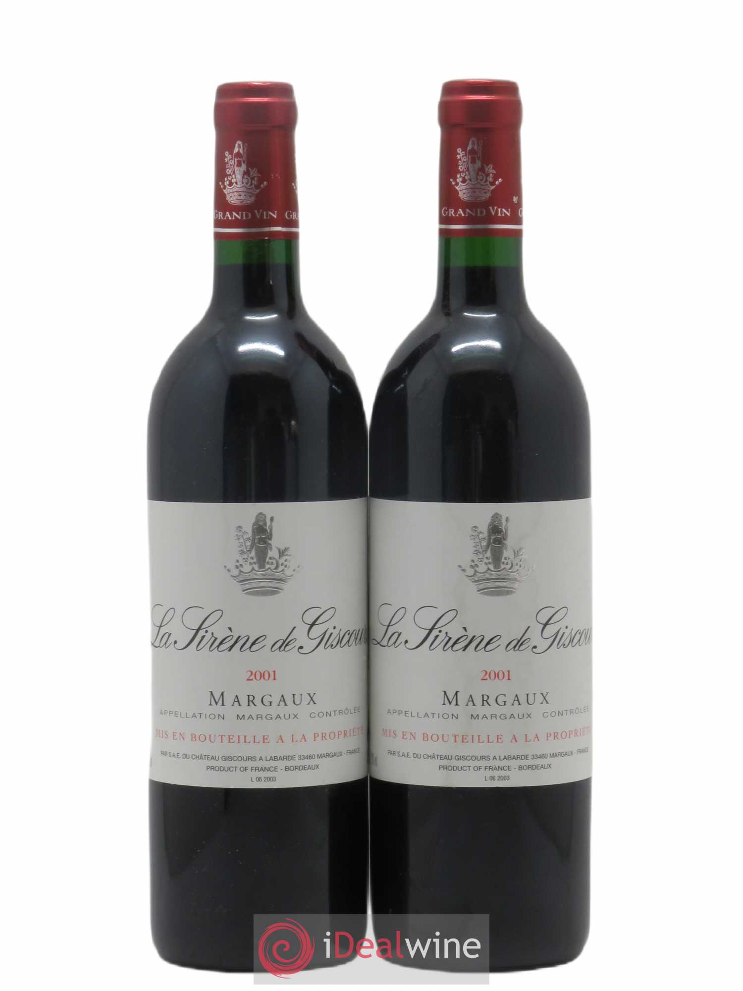 La Sirène de Giscours (sans prix de réserve) 2001 - Lot de 2 bouteilles - 0