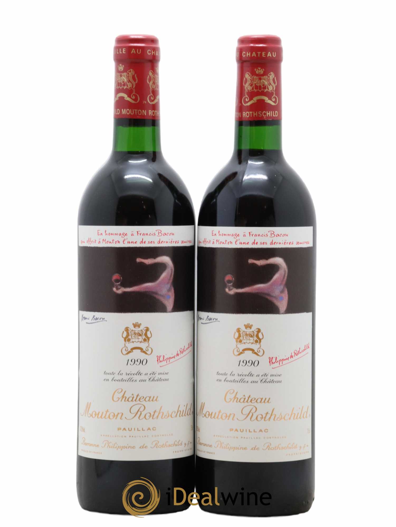 Château Mouton Rothschild 1er Grand Cru Classé 1990 - Lot de 2 bouteilles - 0