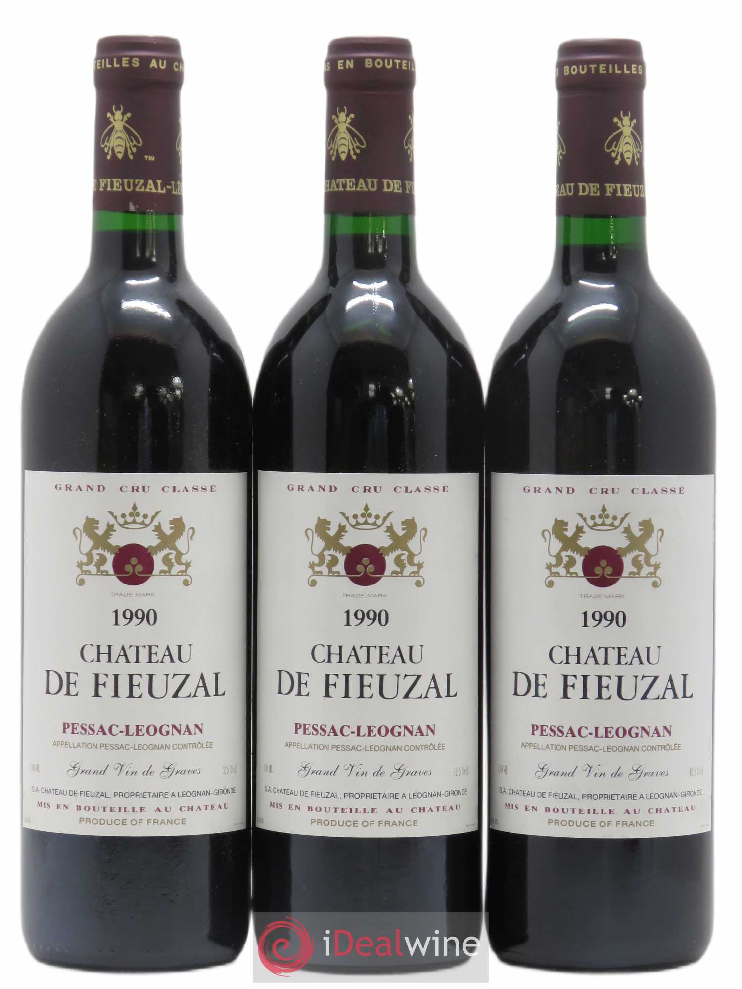Château de Fieuzal Cru Classé de Graves 1990 - Lot de 3 bouteilles - 0