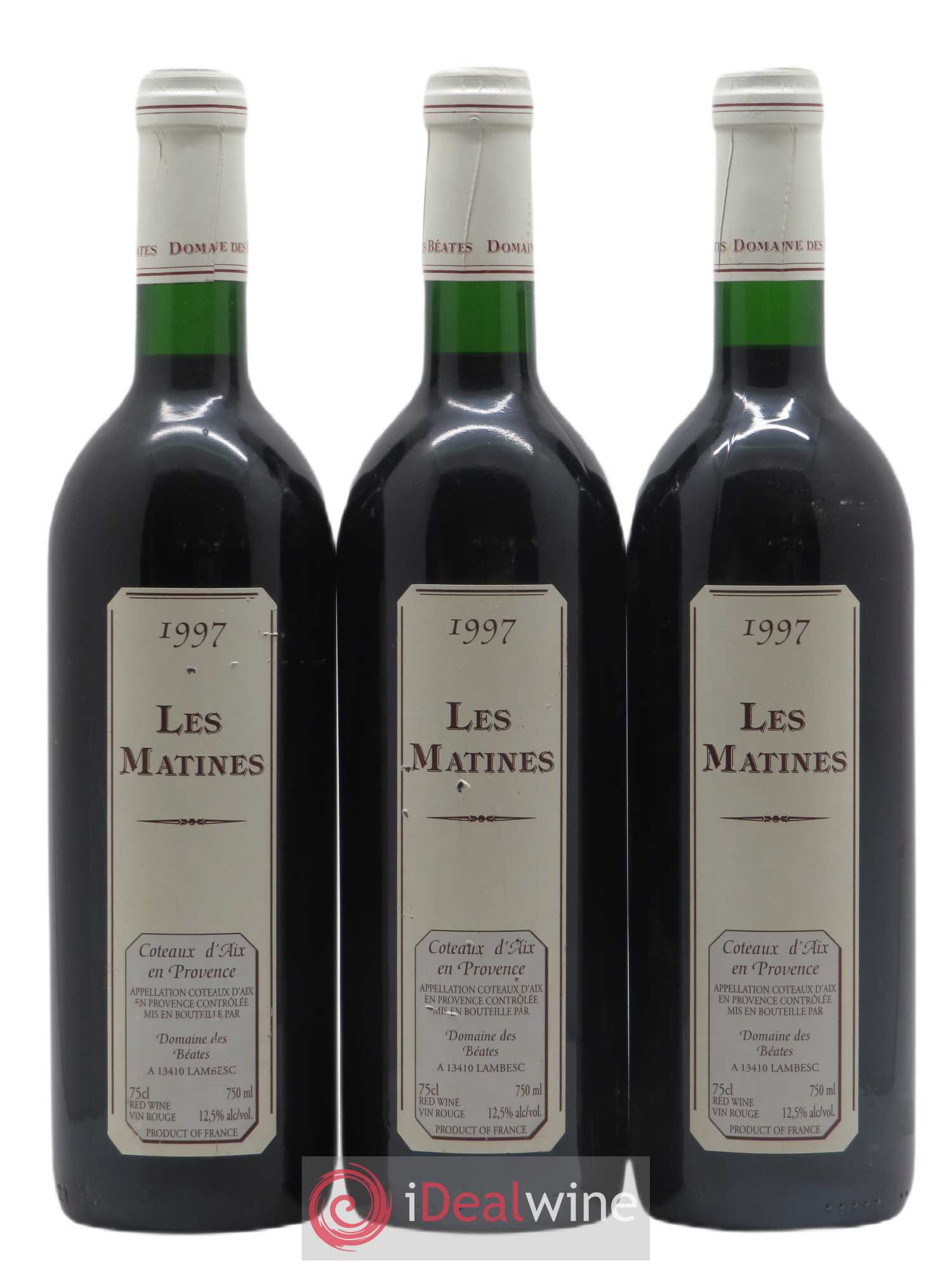 Coteaux d'Aix-en-Provence Les Matines Domaine des Beates 1997 - Posten von 3 Flaschen - 0
