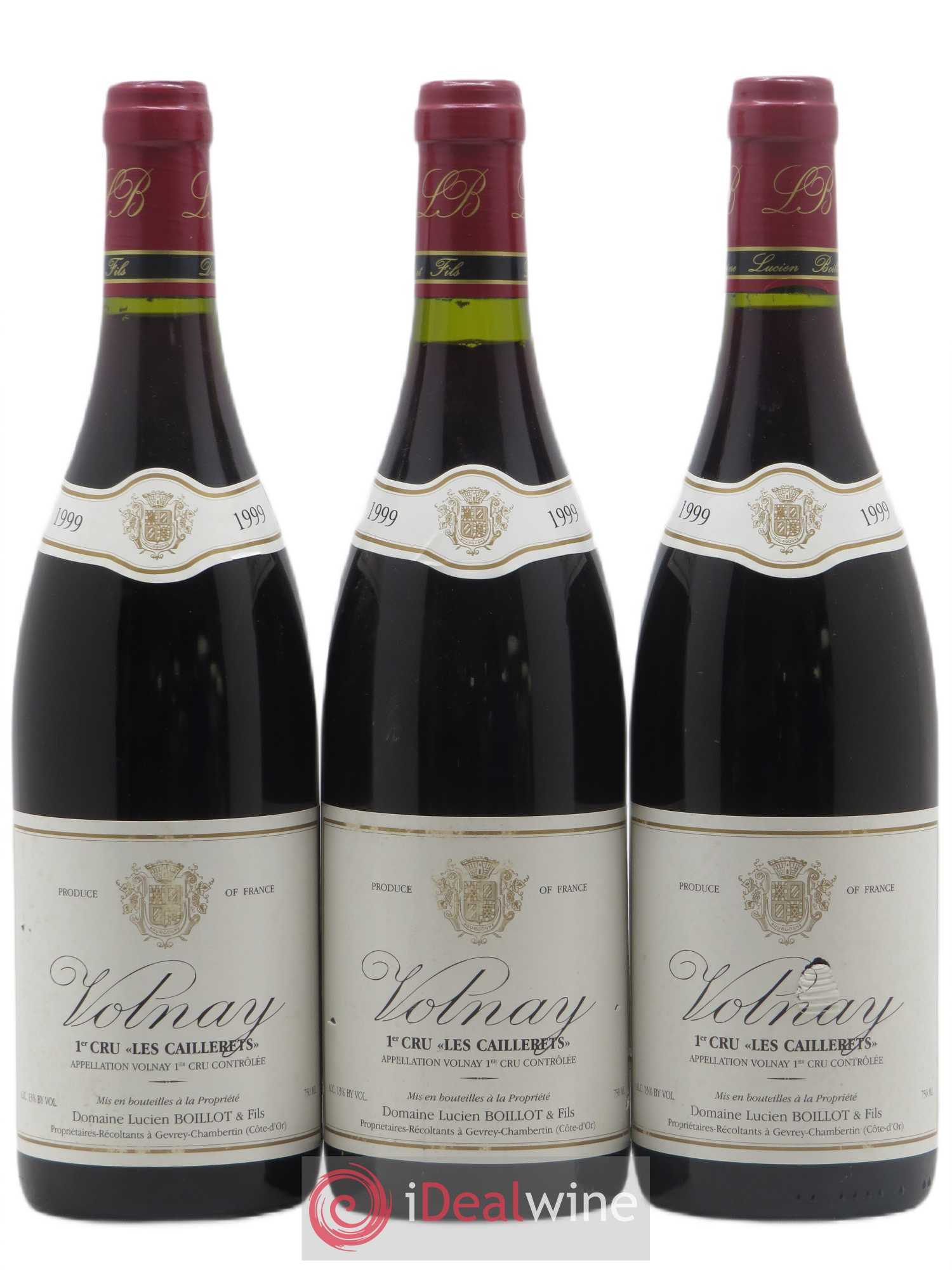 Volnay 1er Cru Les Caillerets Lucien Boillot & Fils (Domaine) 1999 - Lot de 3 bouteilles - 0