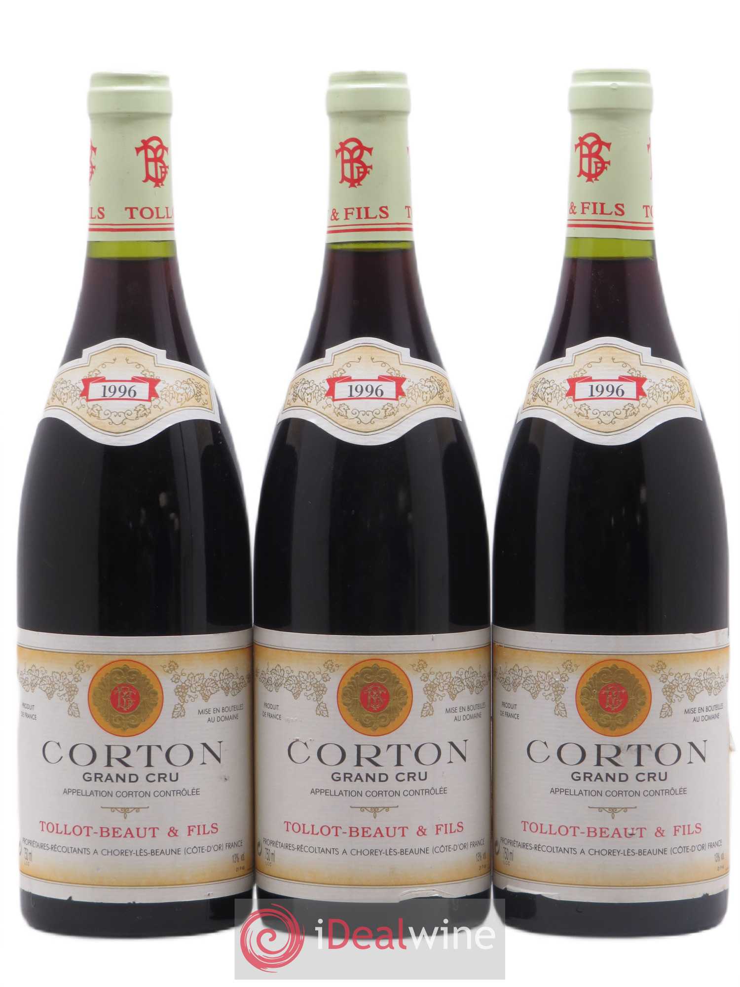 Corton Grand Cru Tollot Beaut (Domaine) 1996 - Lot de 3 bouteilles - 0