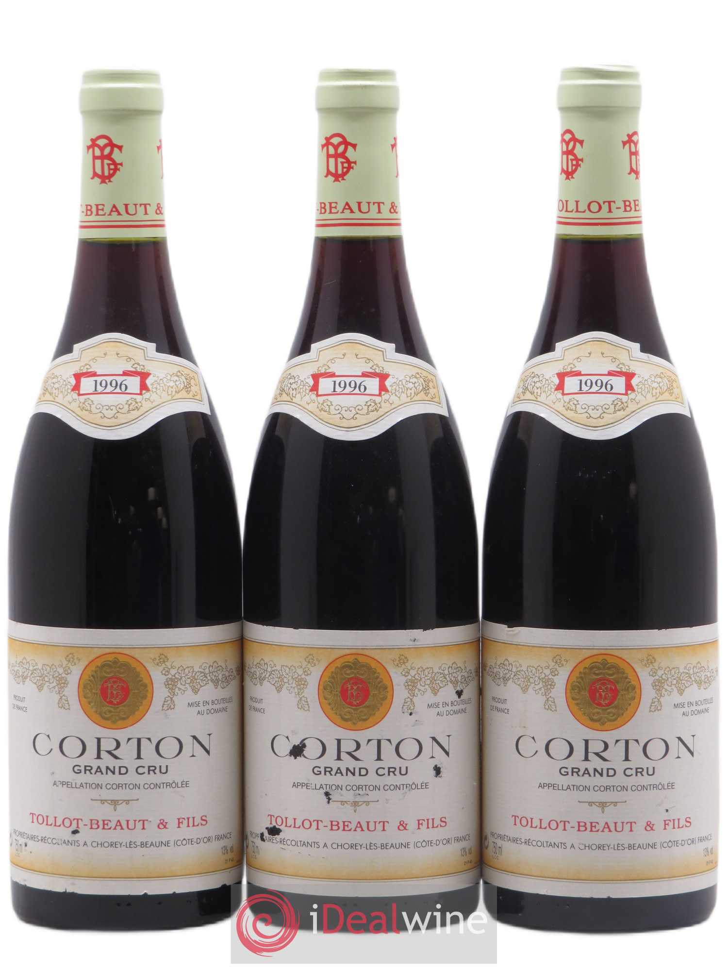 Corton Grand Cru Tollot Beaut (Domaine) 1996 - Lot de 3 bouteilles - 0