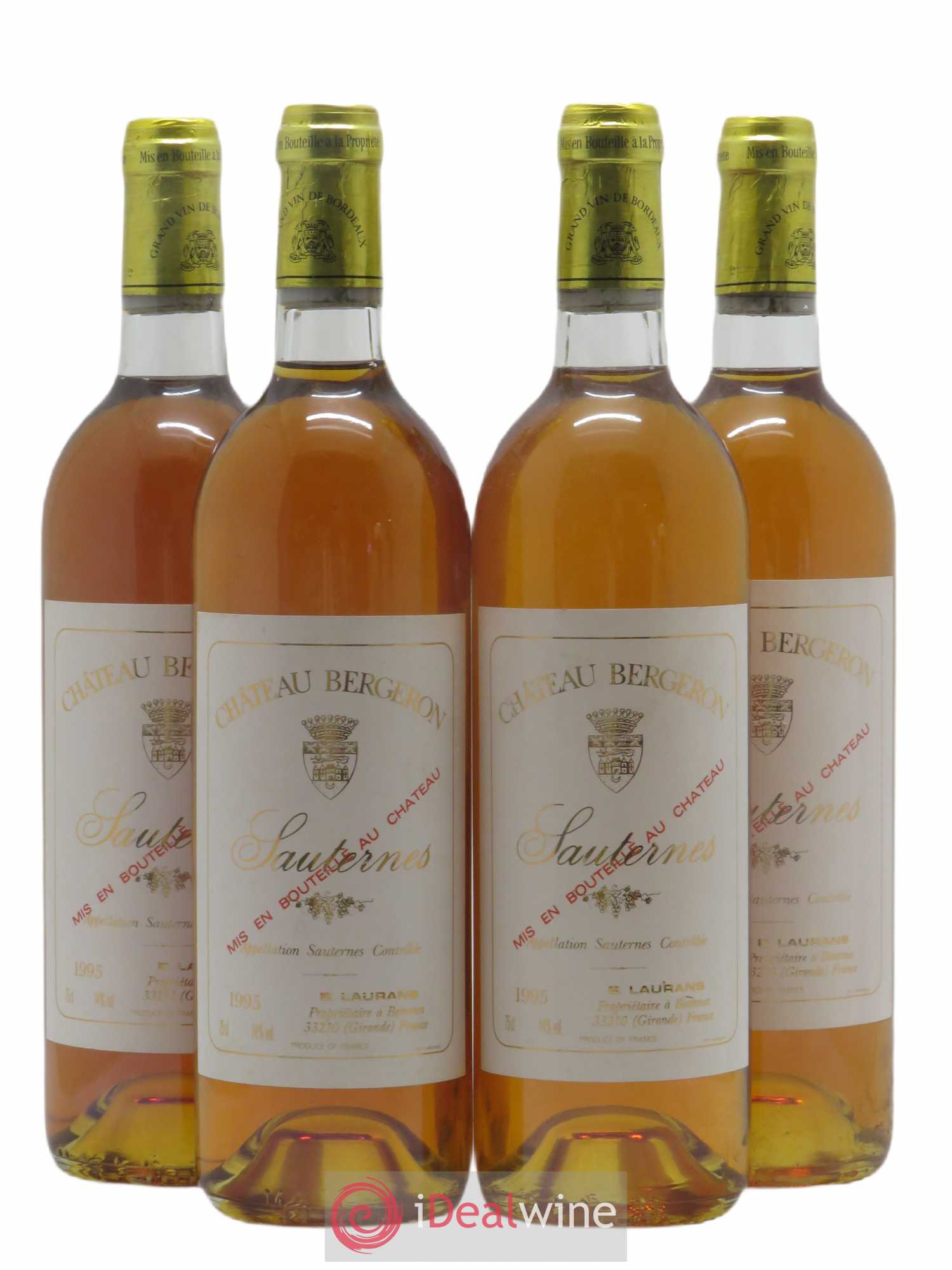 Sauternes Château Bergeron 1995 - Lotto di 4 bottiglie - 0