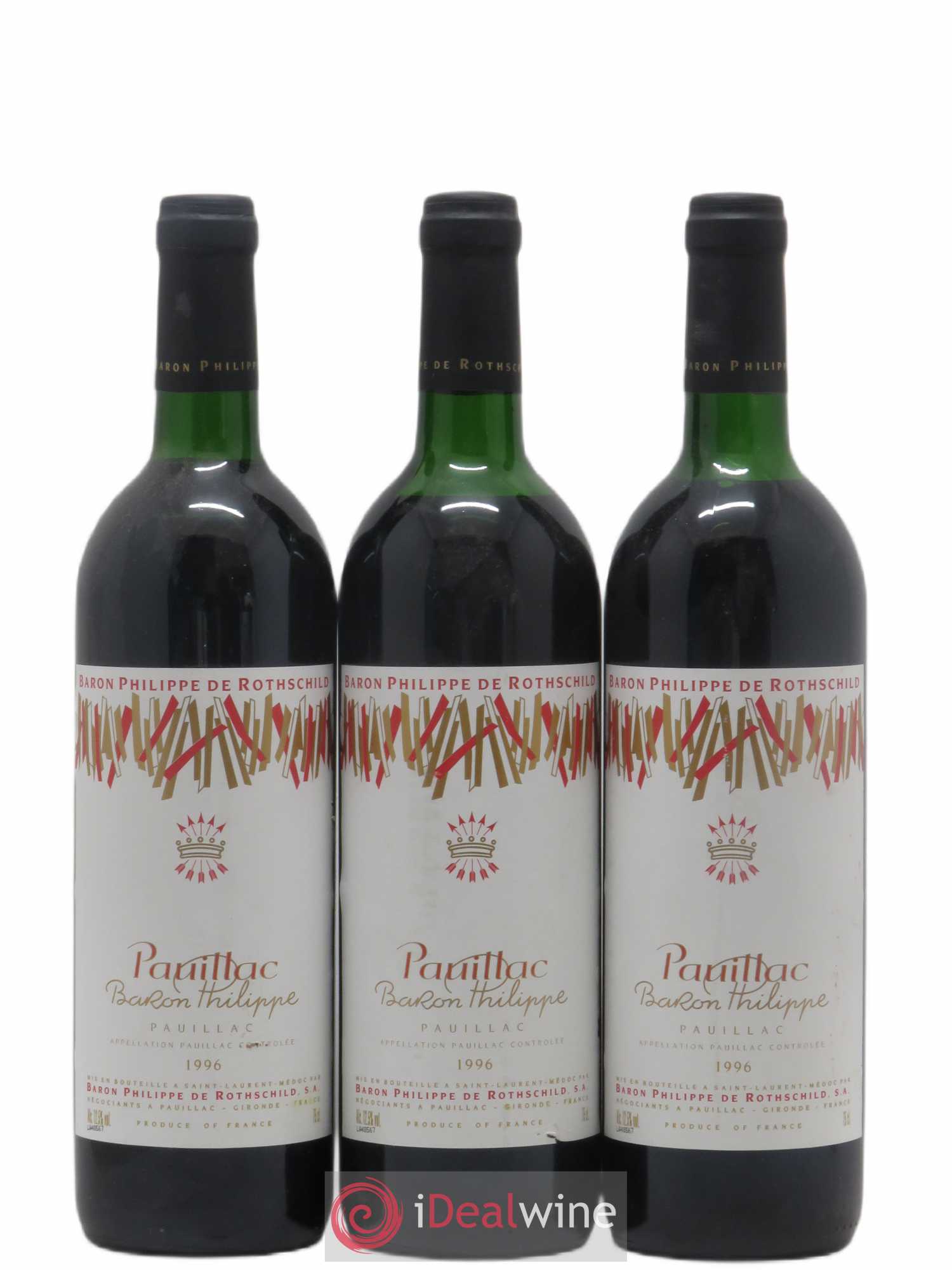 Pauillac Baron Philippe de Rotschild 1996 - Lot de 3 bouteilles - 0