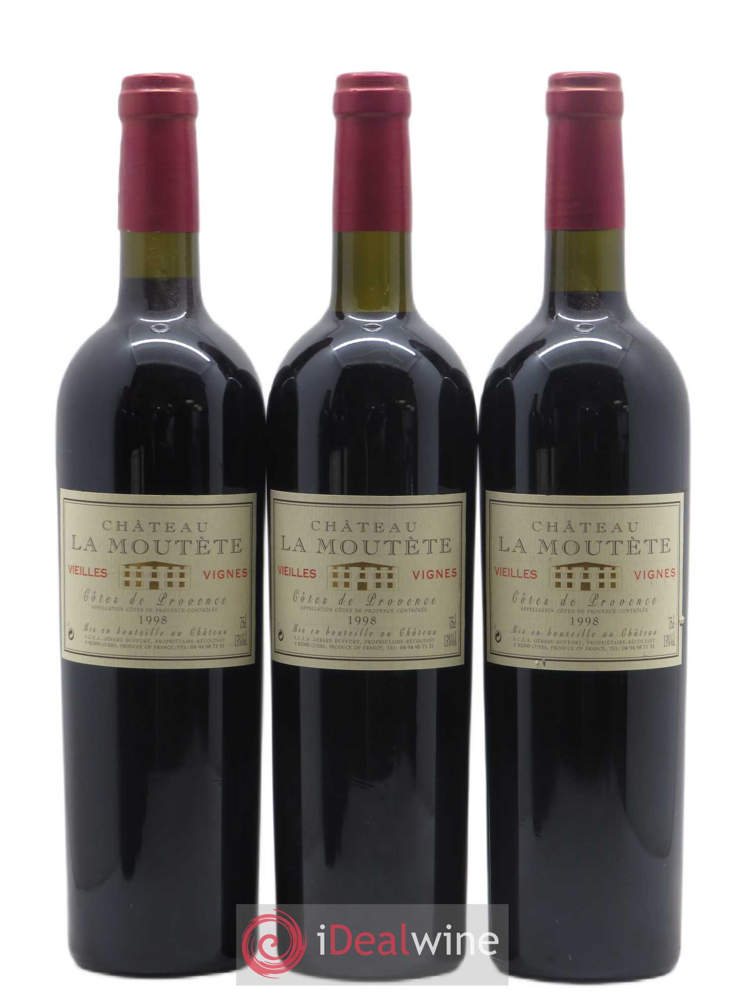 Côtes de Provence Vielles Vignes Château La Moutete  1998 - Lot de 6 bouteilles - 2
