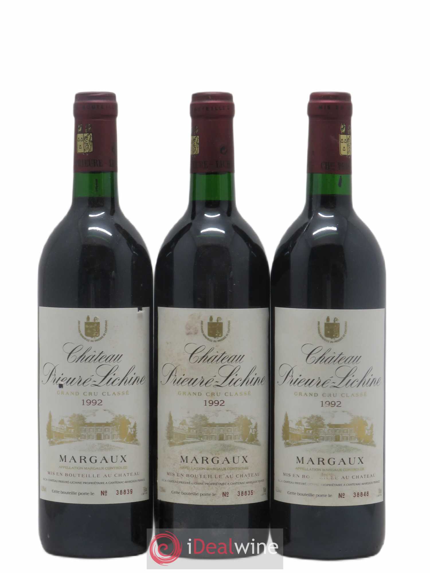 Château Prieuré Lichine 4ème Grand Cru Classé 1992 - Lot de 3 bouteilles - 0