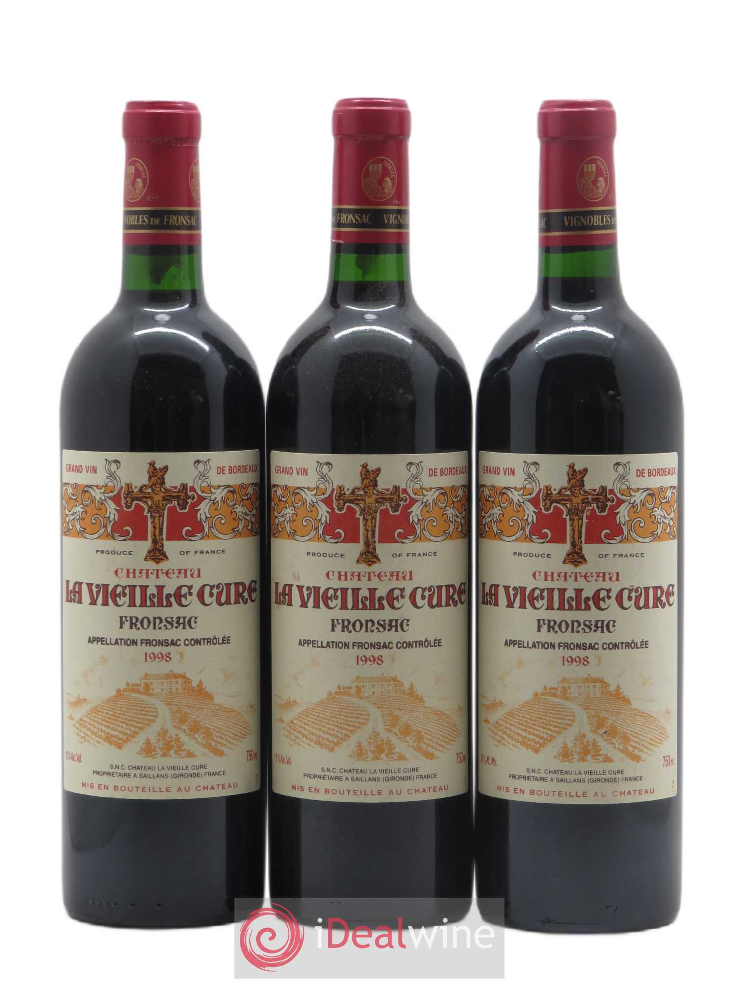 Château La Vieille Cure 1998 - Lot de 3 bouteilles - 0