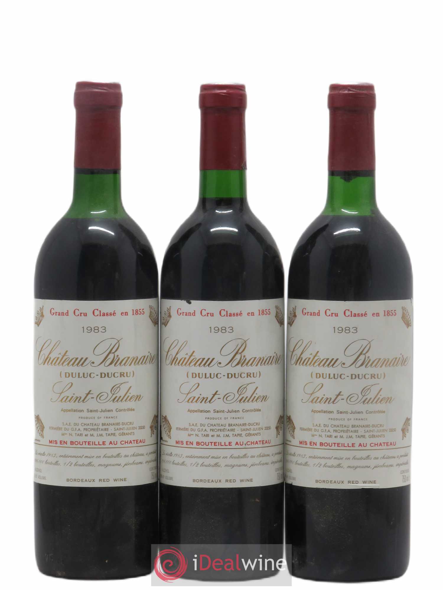 Château Branaire Ducru 4ème Grand Cru Classé 1983 - Lot de 3 bouteilles - 0