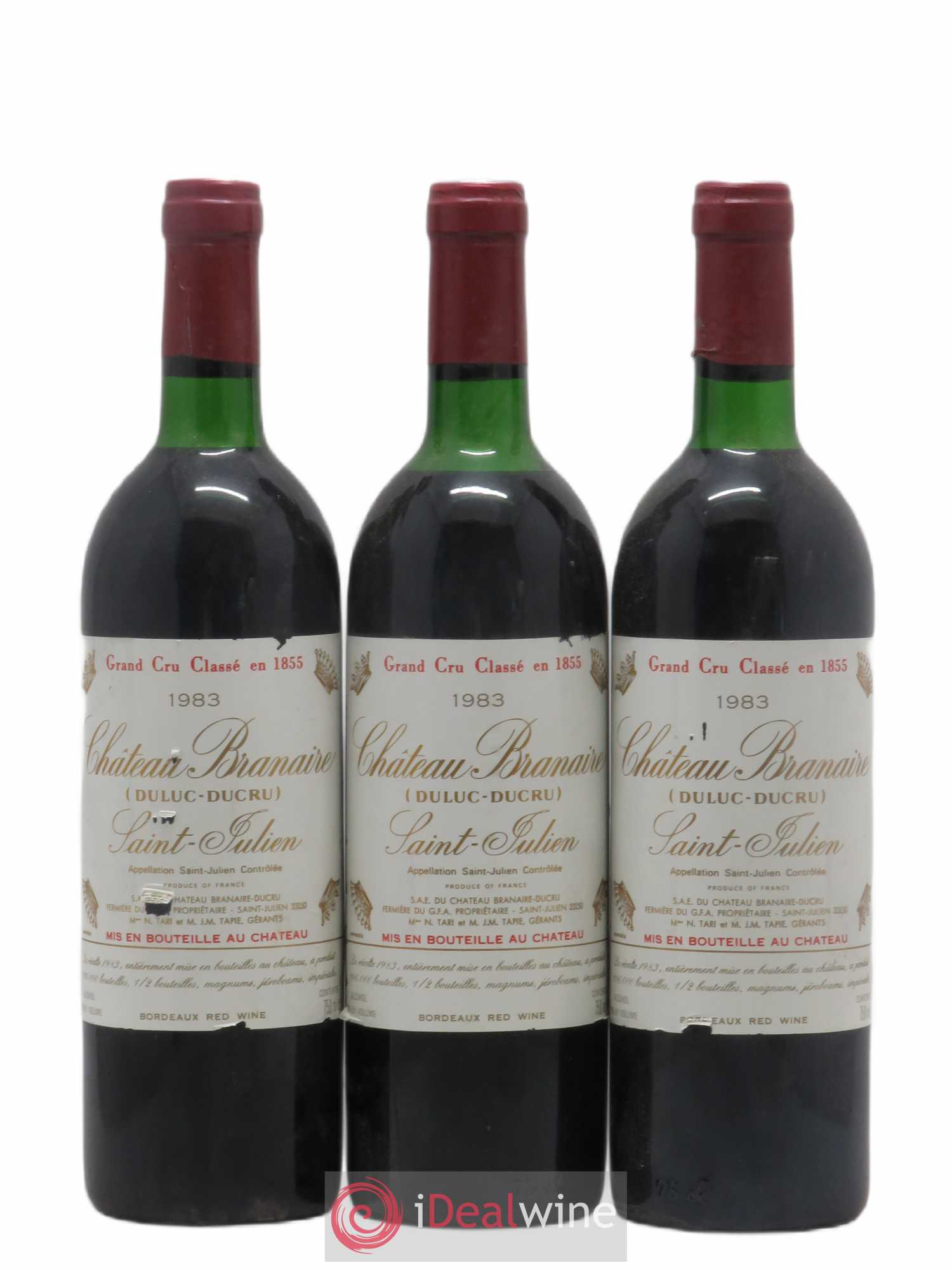 Château Branaire Ducru 4ème Grand Cru Classé 1983 - Lot de 3 bouteilles - 0