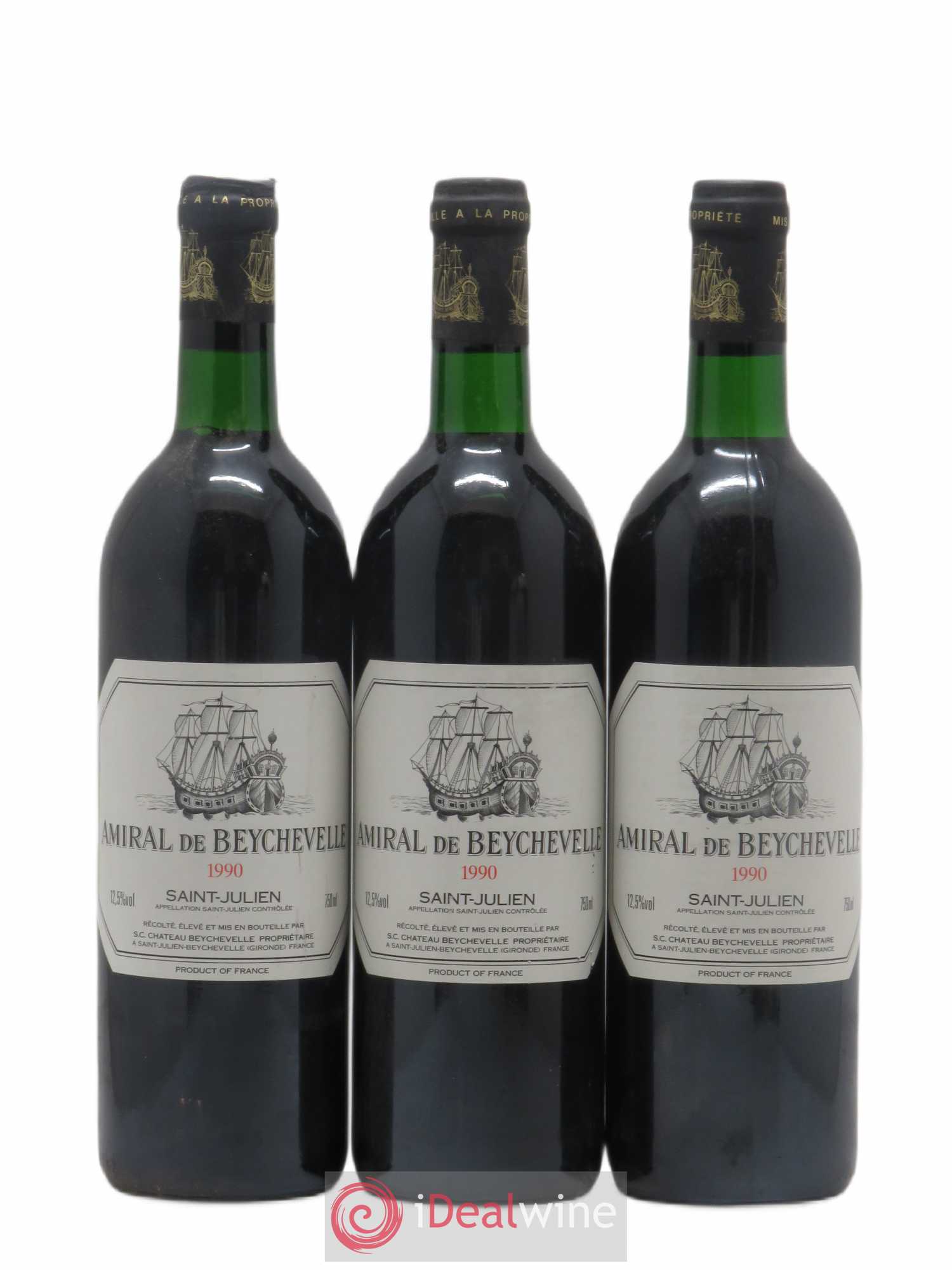 Amiral de Beychevelle Second Vin 1990 - Lot de 3 bouteilles - 0