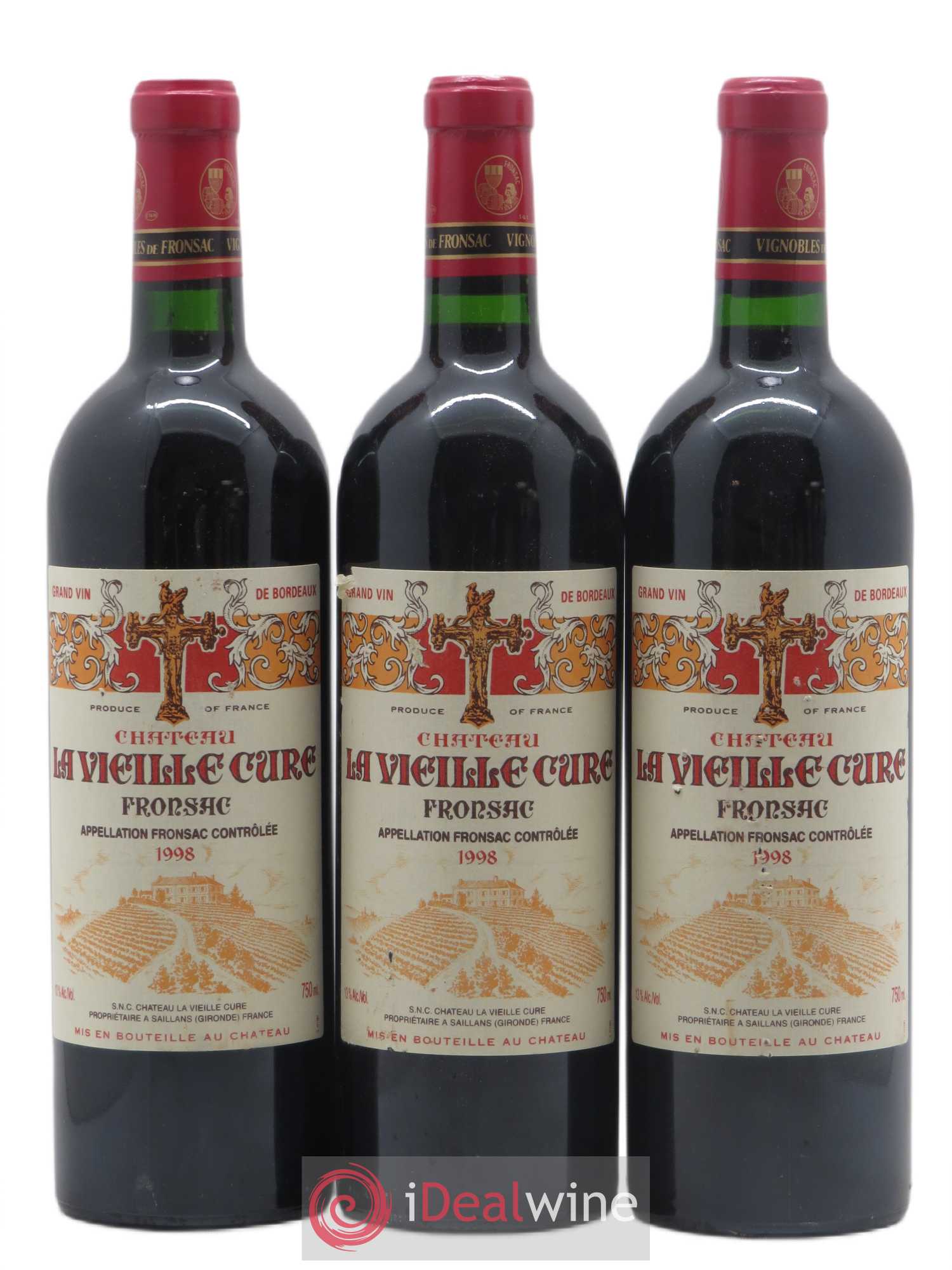 Château La Vieille Cure 1998 - Lot de 3 bouteilles - 0