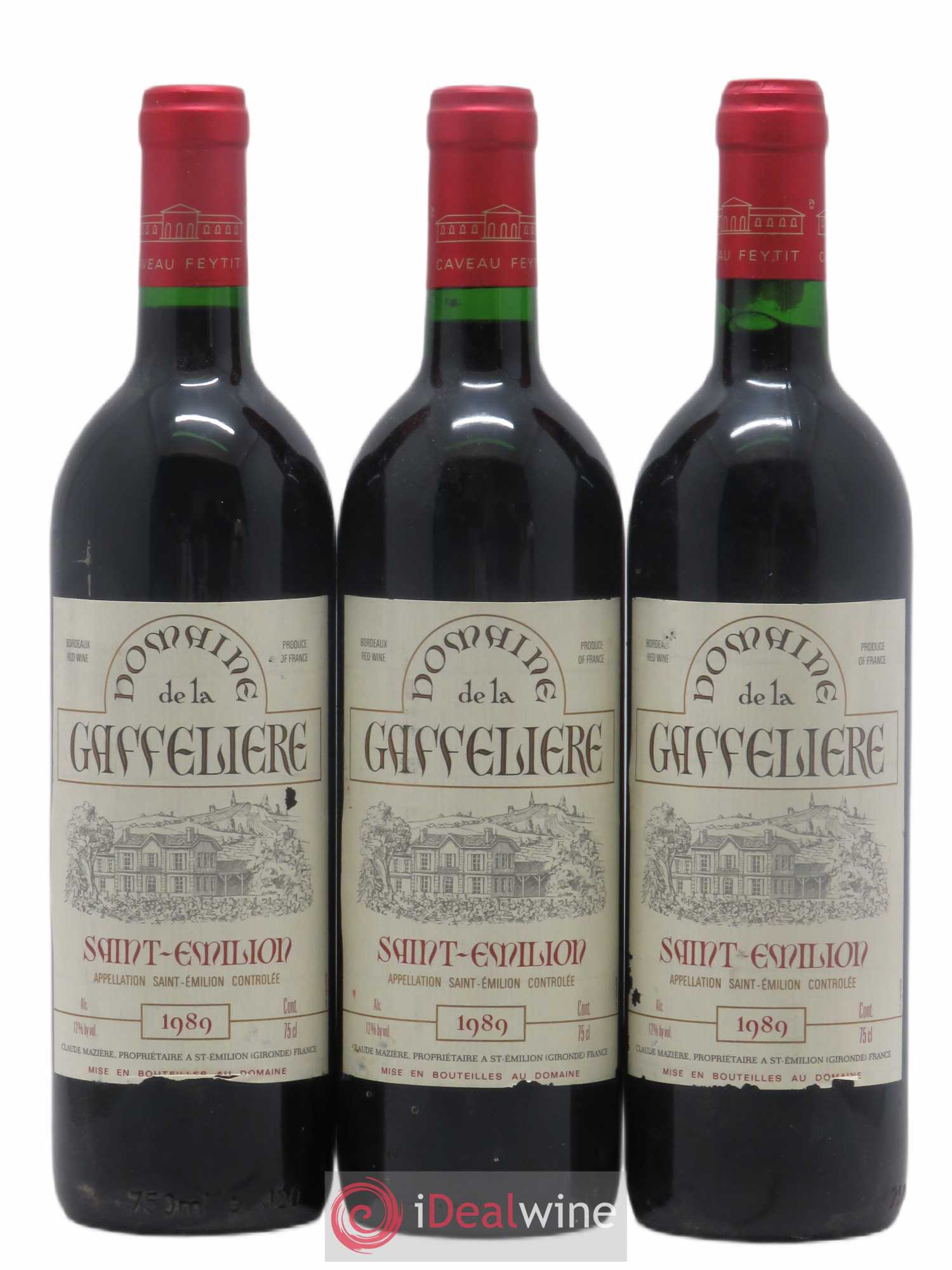 Saint-Émilion Domaine de la Gaffeliere 1989 - Posten von 3 Flaschen - 0