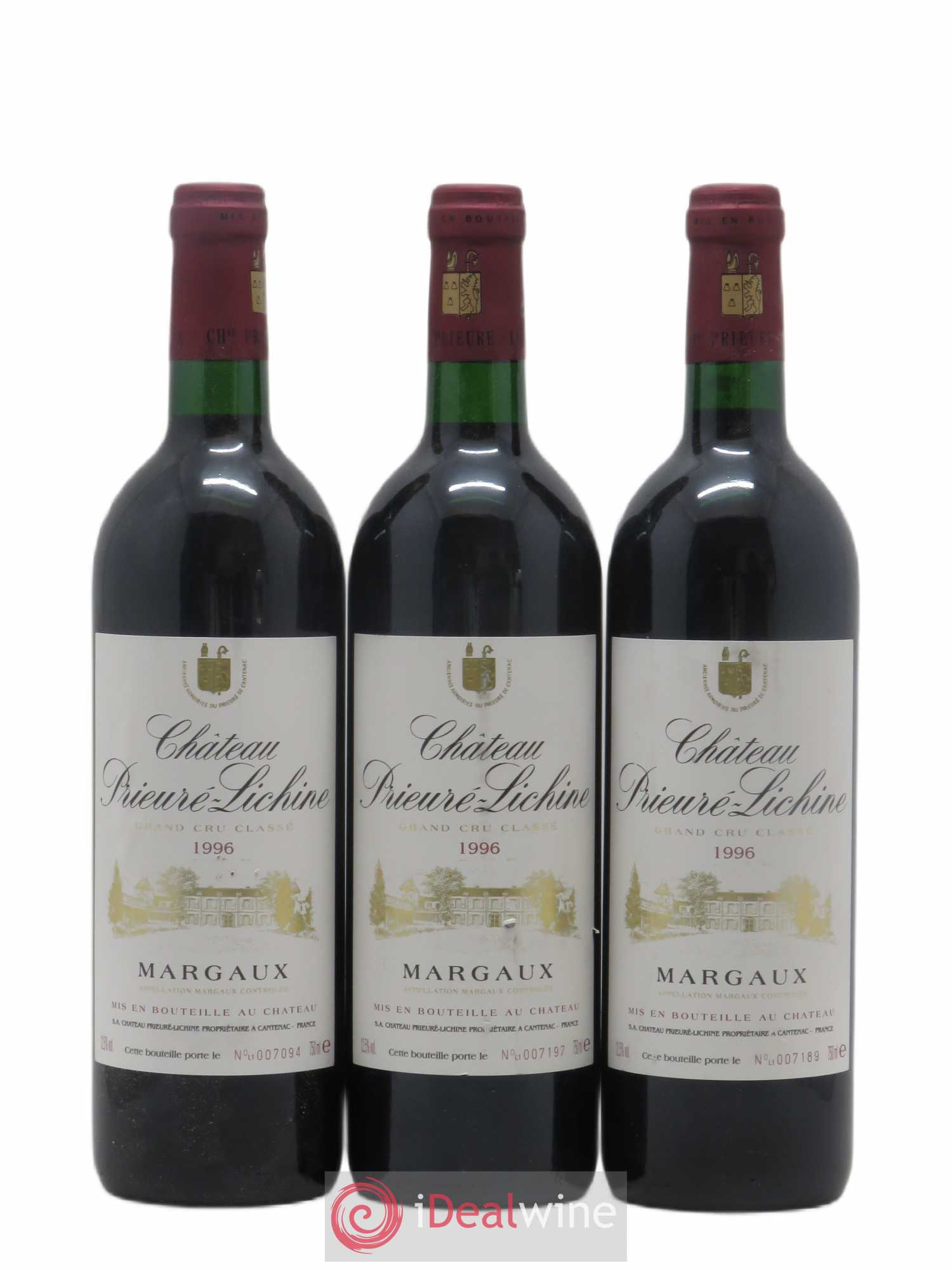 Château Prieuré Lichine 4ème Grand Cru Classé 1996 - Lot de 3 bouteilles - 0