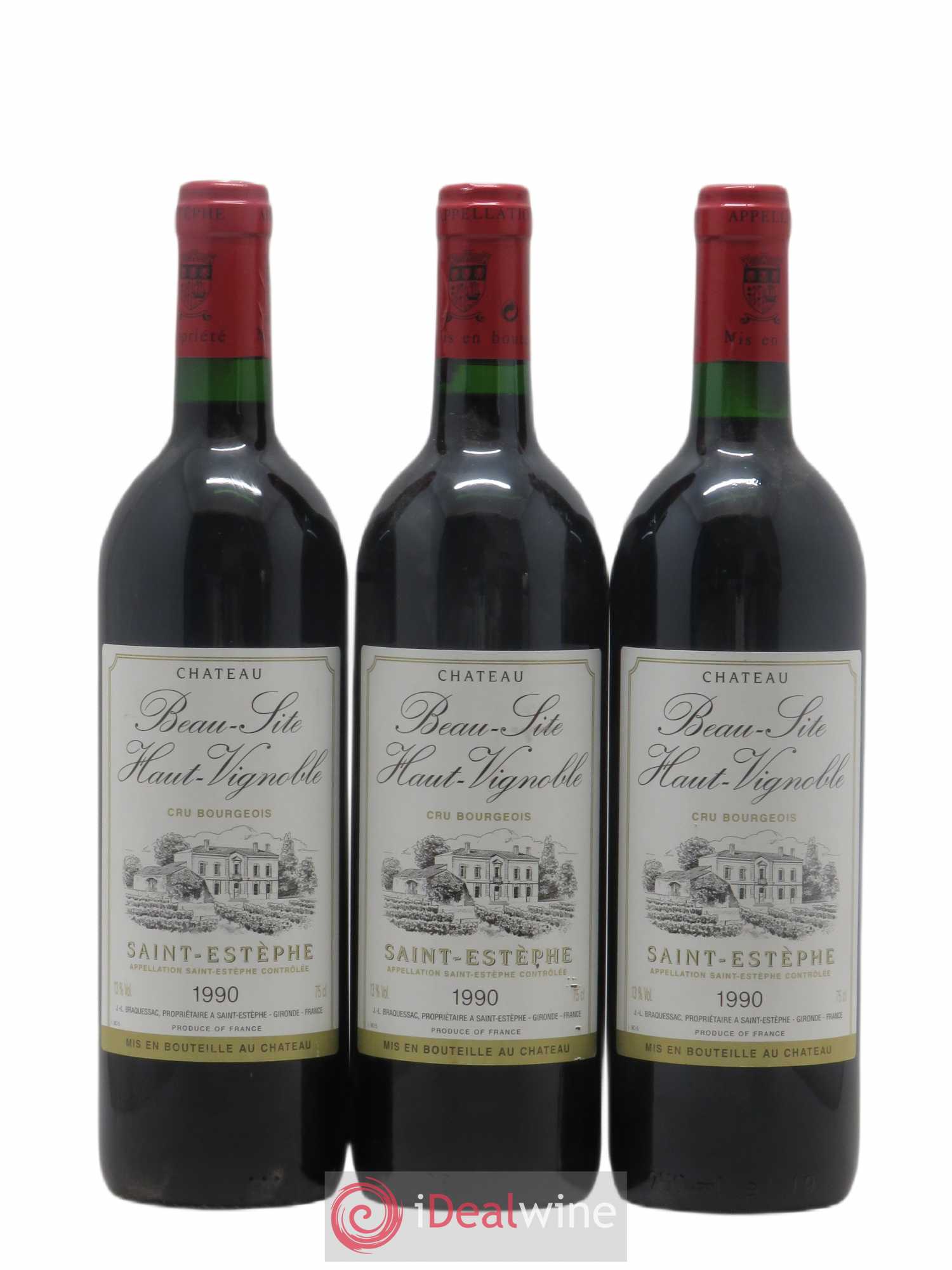 Château Beau Site Haut Vignoble Cru Bourgeois (sans prix de réserve) 1990 - Lot de 3 bouteilles - 0
