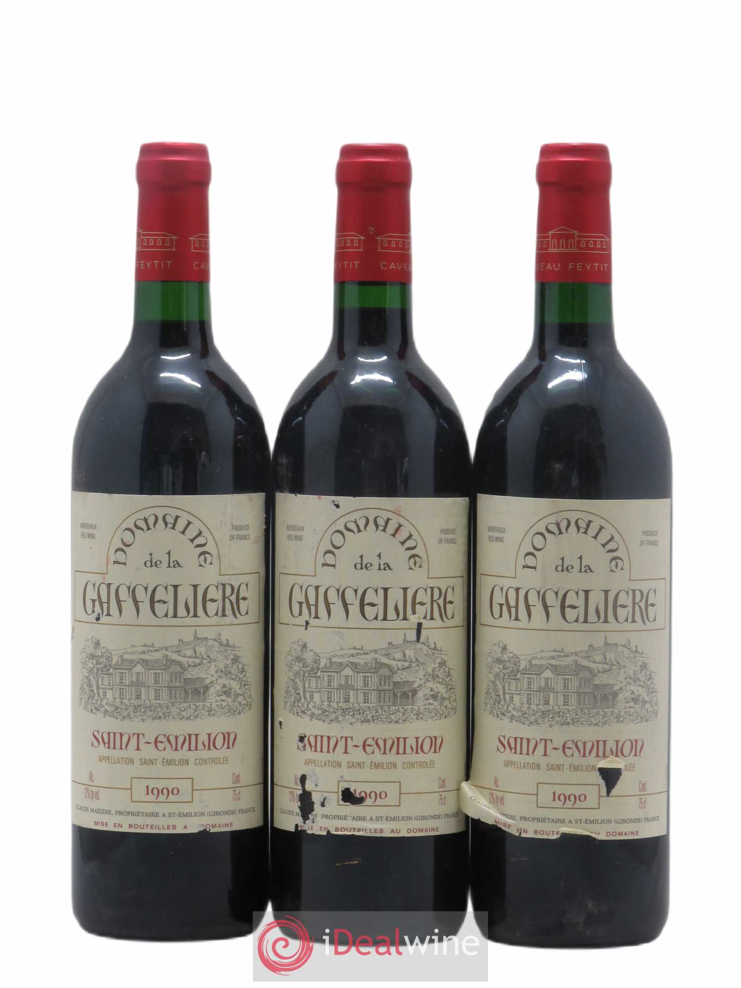 Saint-Émilion Domaine de la Gaffeliere 1990 - Posten von 3 Flaschen - 0