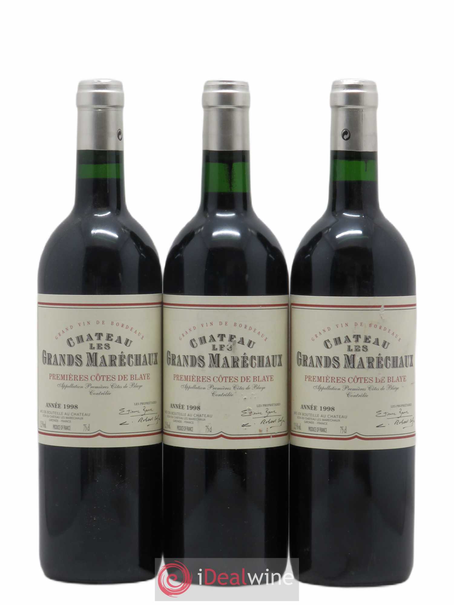 Premières-Côtes-de-Blaye (Blaye-Côtes-de-Bordeaux) Chateau Les Grands Marechaux (sans prix de réserve) 1998 - Lot de 6 bouteilles - 1