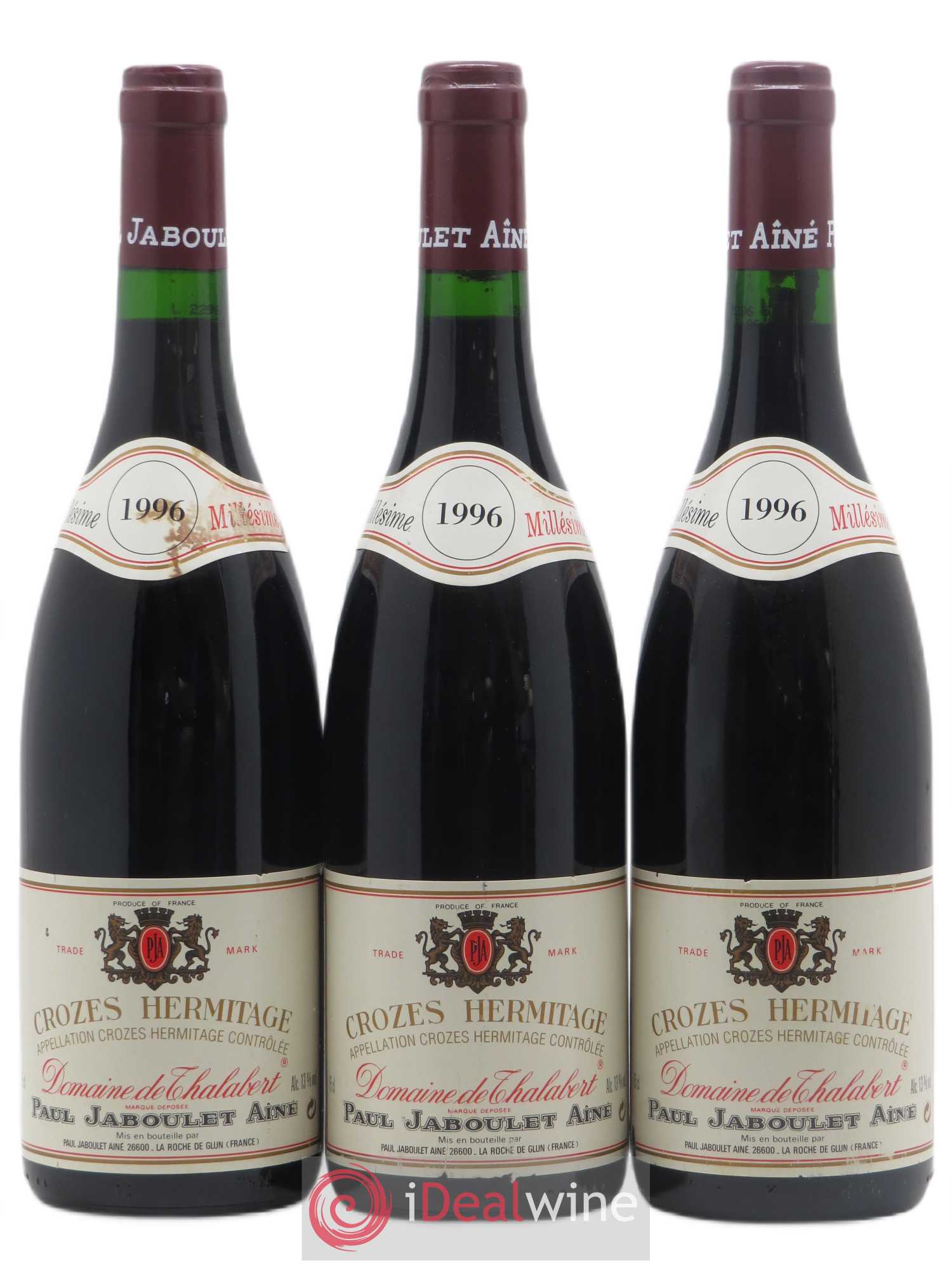 Crozes-Hermitage Domaine de Thalabert Paul Jaboulet Ainé 1996 - Lot de 3 bouteilles - 0