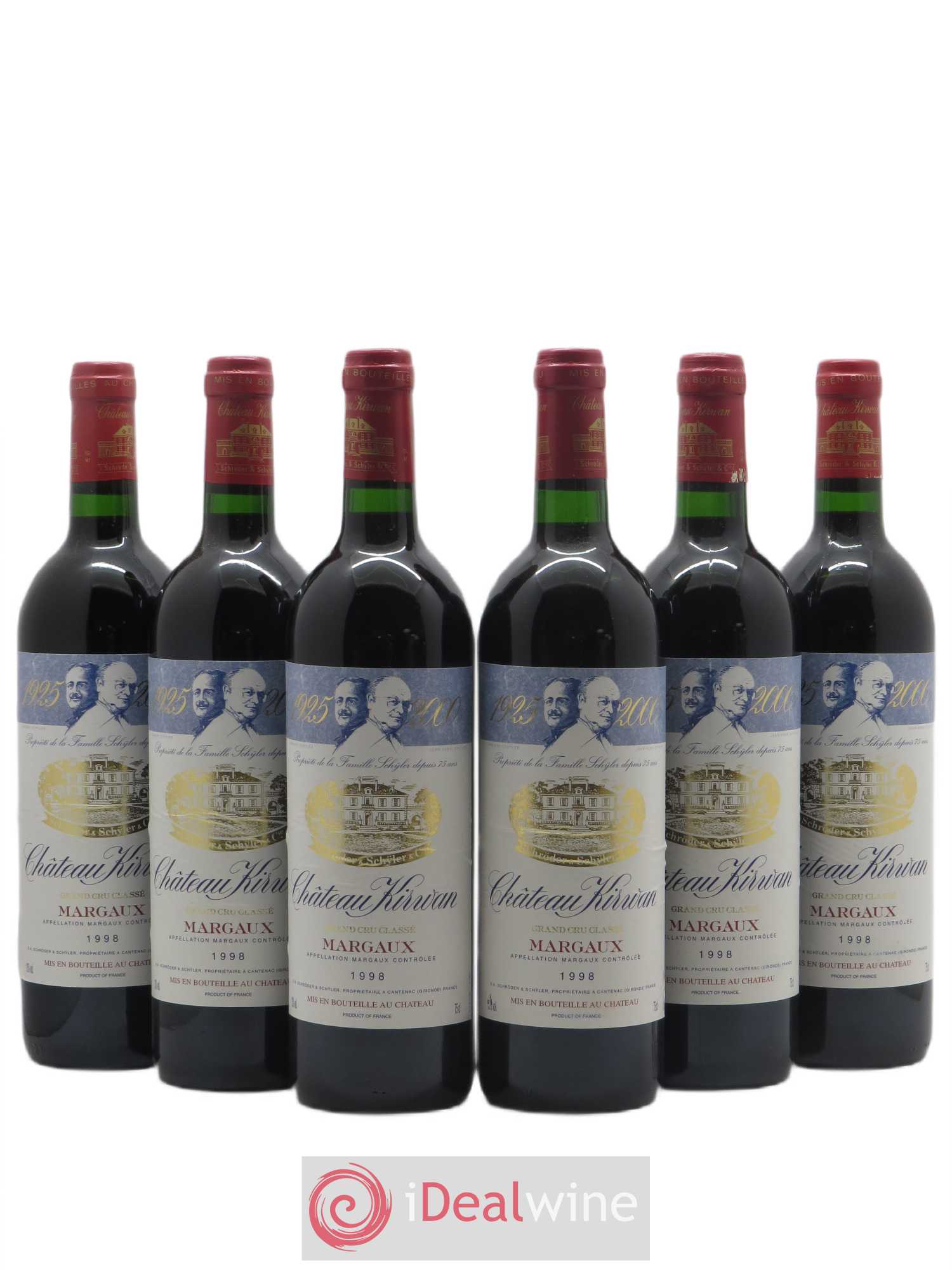 Château Kirwan 3ème Grand Cru Classé 1998 - Lot de 6 bouteilles - 0