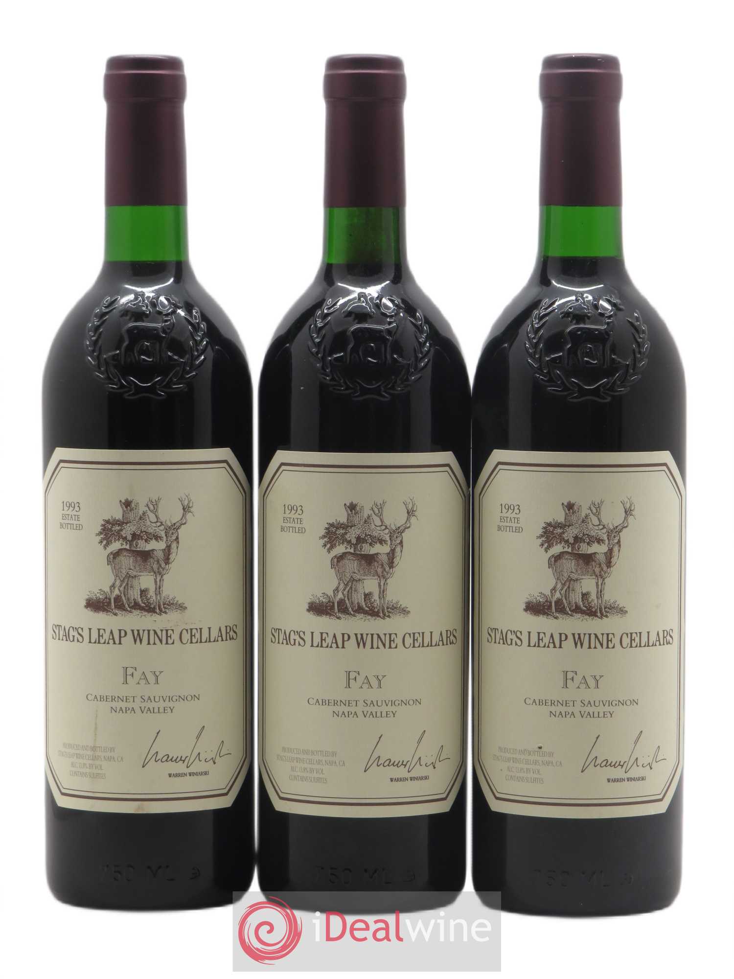 USA Napa Valley Fay Cabernet Sauvignon Stag's Leap Wine Cellars 1993 - Posten von 3 Flaschen - 0